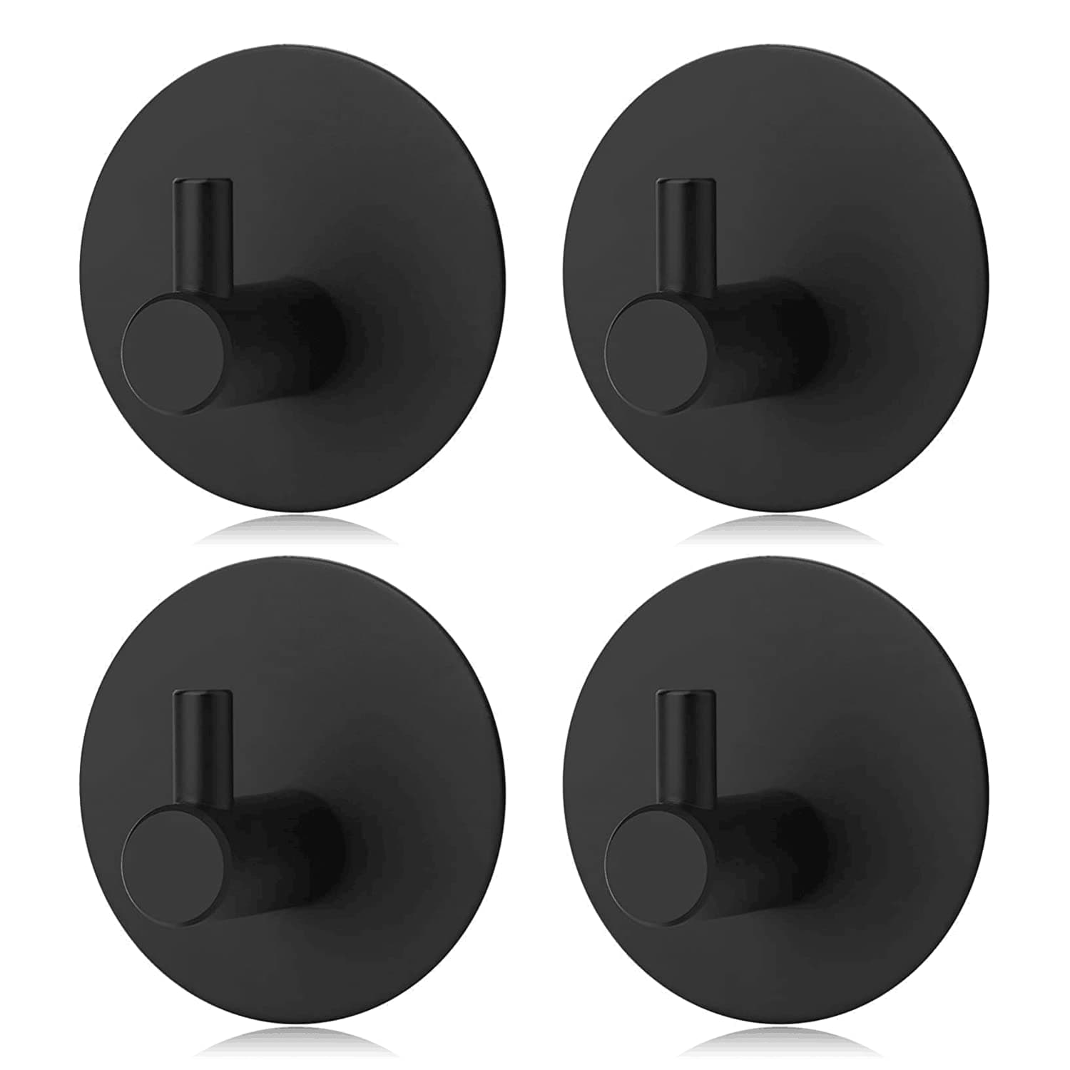 4pcs Black Self Adhesive Hooks, Self Adhesive Wall Mounted Hanger,No Drill No Screw for Key Coat Towel for Kitchen Bathroom Toilet