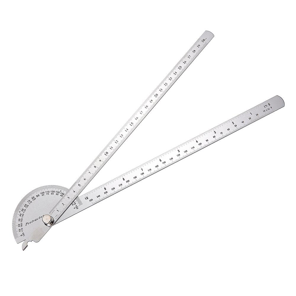 HANYAN Angle Finder Both Arms Stainless Steel Protractor with 0-180 Degrees Angle10 inch,250mm, 30cm Scale Angle Finder Ruler