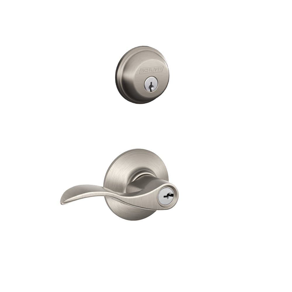 FB50 V Acc 619 Single Cylinder Deadbolt and Keyed Entry Accent Lever, Satin Nickel
