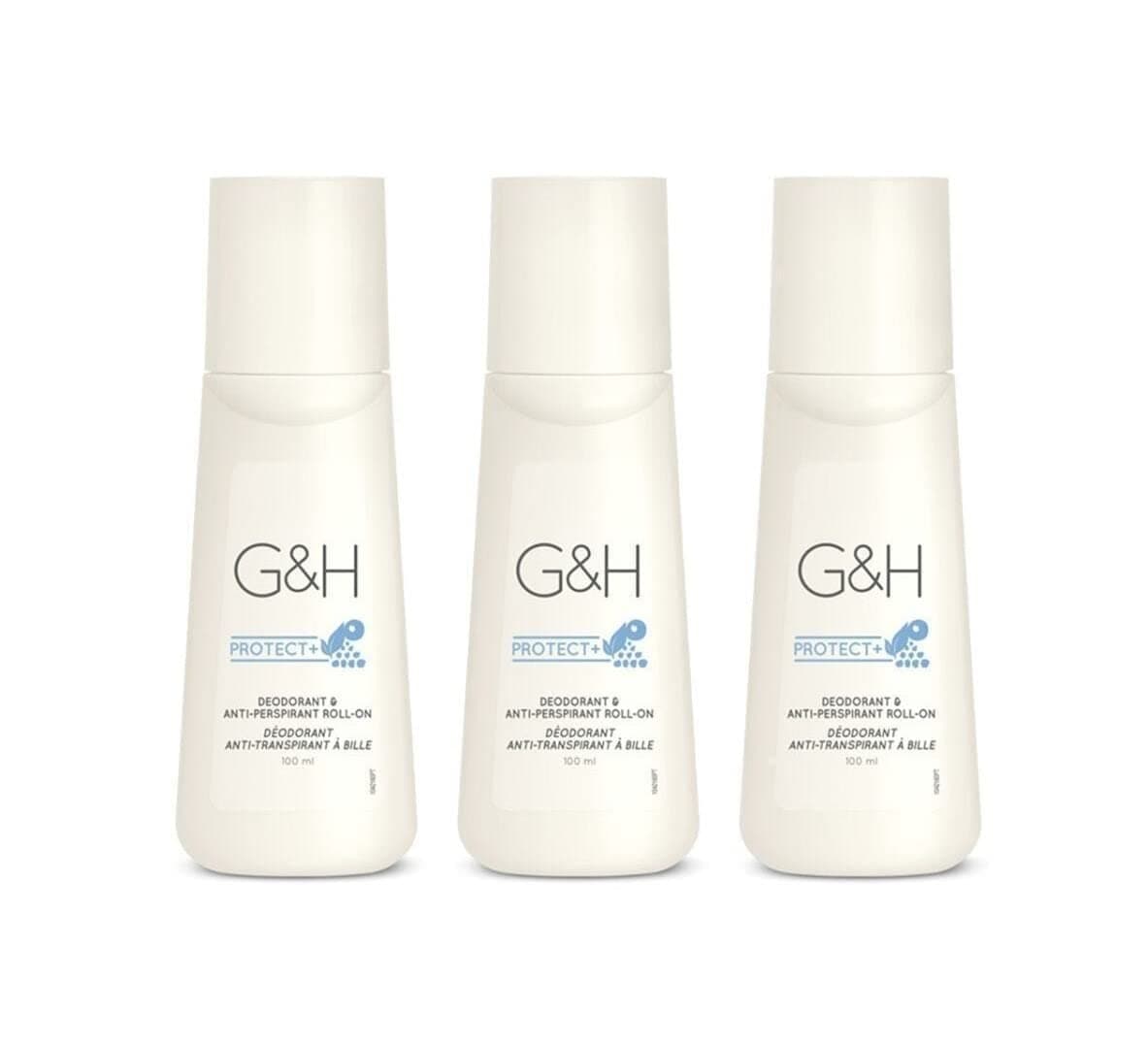 X 3 bottle G&H Protect+ Deodorant & Anti-Perspirant Roll-On size 100 ml.