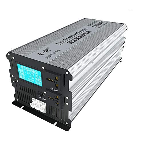 HuiKe Intelligent LCD Display 5000W (10000W Surge) Pure Sine Wave Power Inverter 48VDC to 220 VAC 50Hz with 2 AC Outlets, 2 Battery Cables for Solar, RV, Car, Boat