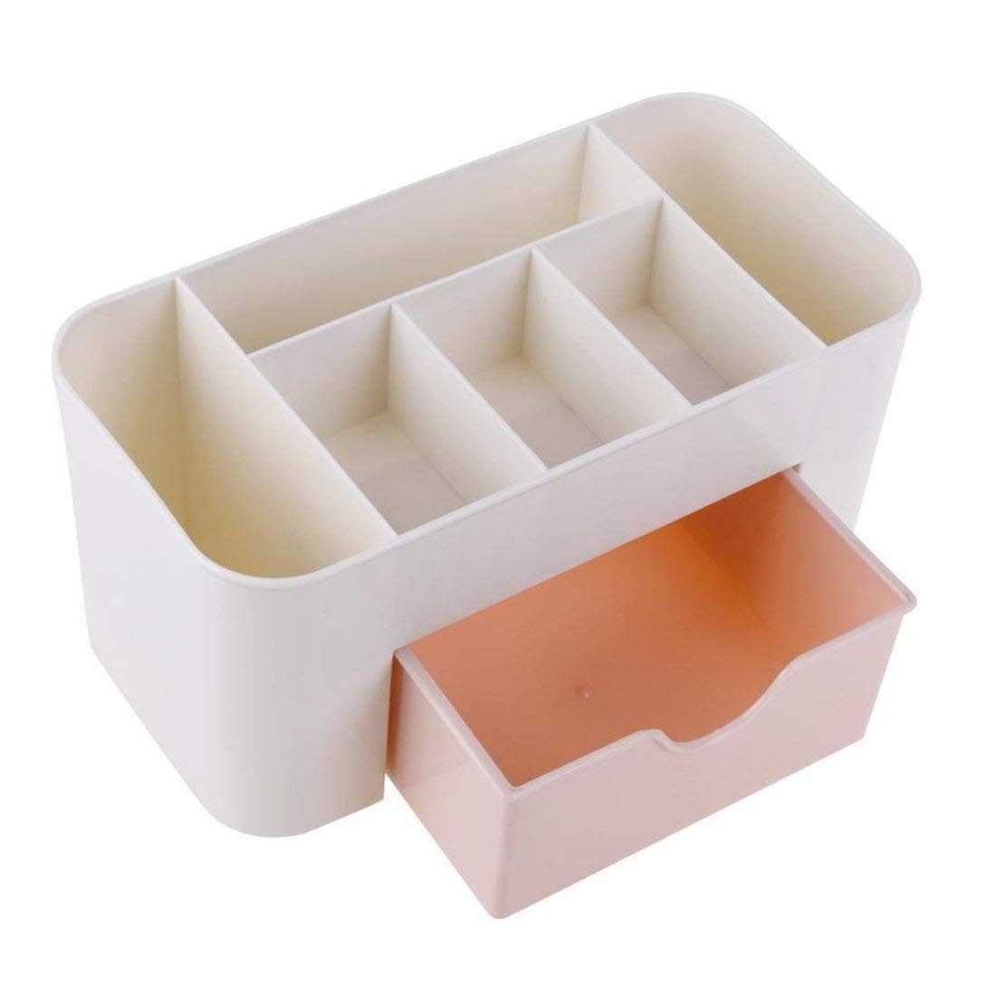 ASUVICosmetic Storage Box Multi Functional Desktop Tidy Organiser Holder with Drawer - Random Colour, Oval