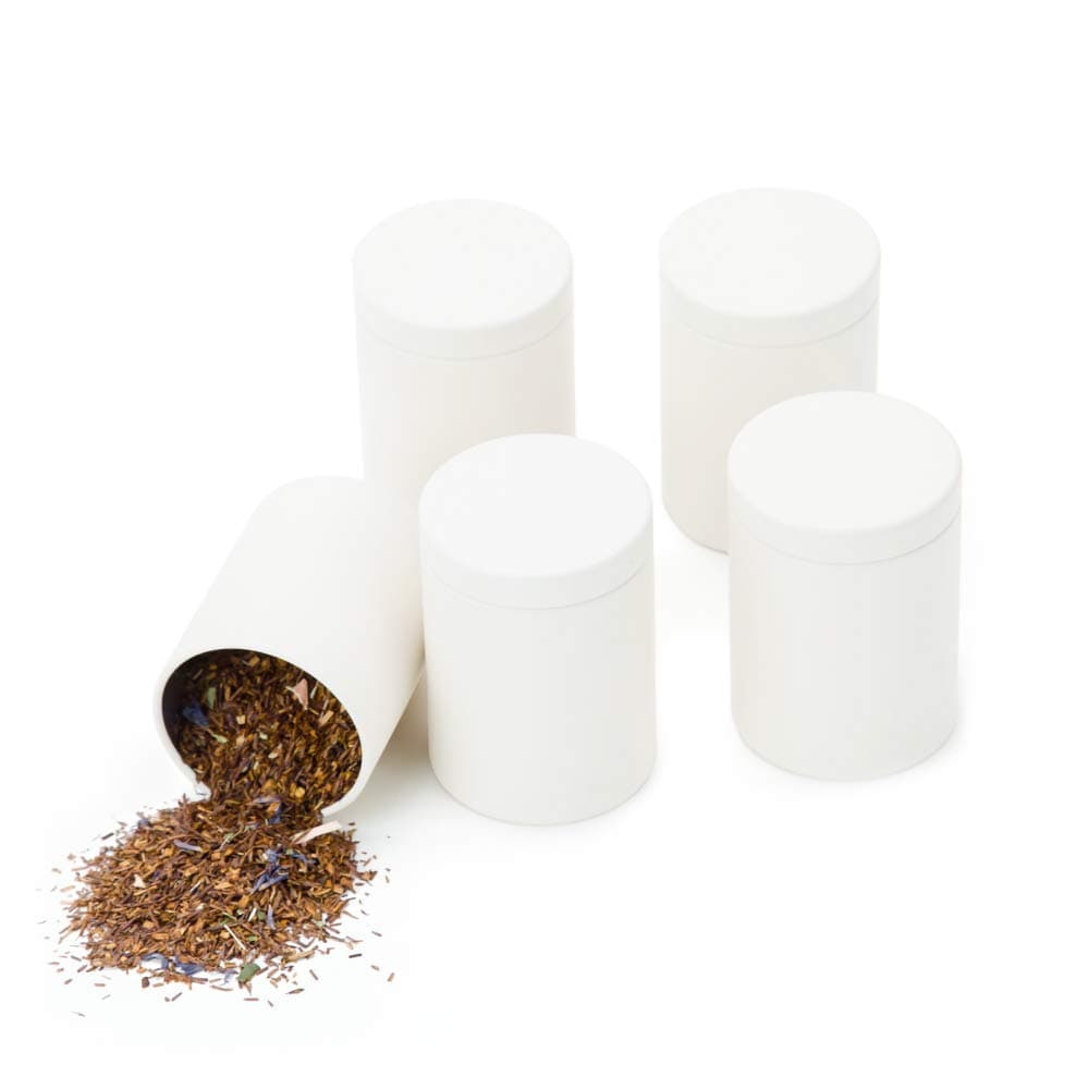 Small Tin Can Box with Airtight Lids Canister for Coffee Tea Candy Storage Loose Leaf Tea Tin Containers Storage 5 Pcs (White, M)