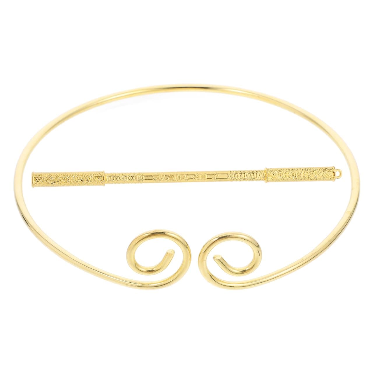 IMIKEYA Monkey King Headband Costume with Stick, Stainless Steel Hair Accessory for Monkey Cosplay Carnival Party Masquerade Performance, Golden