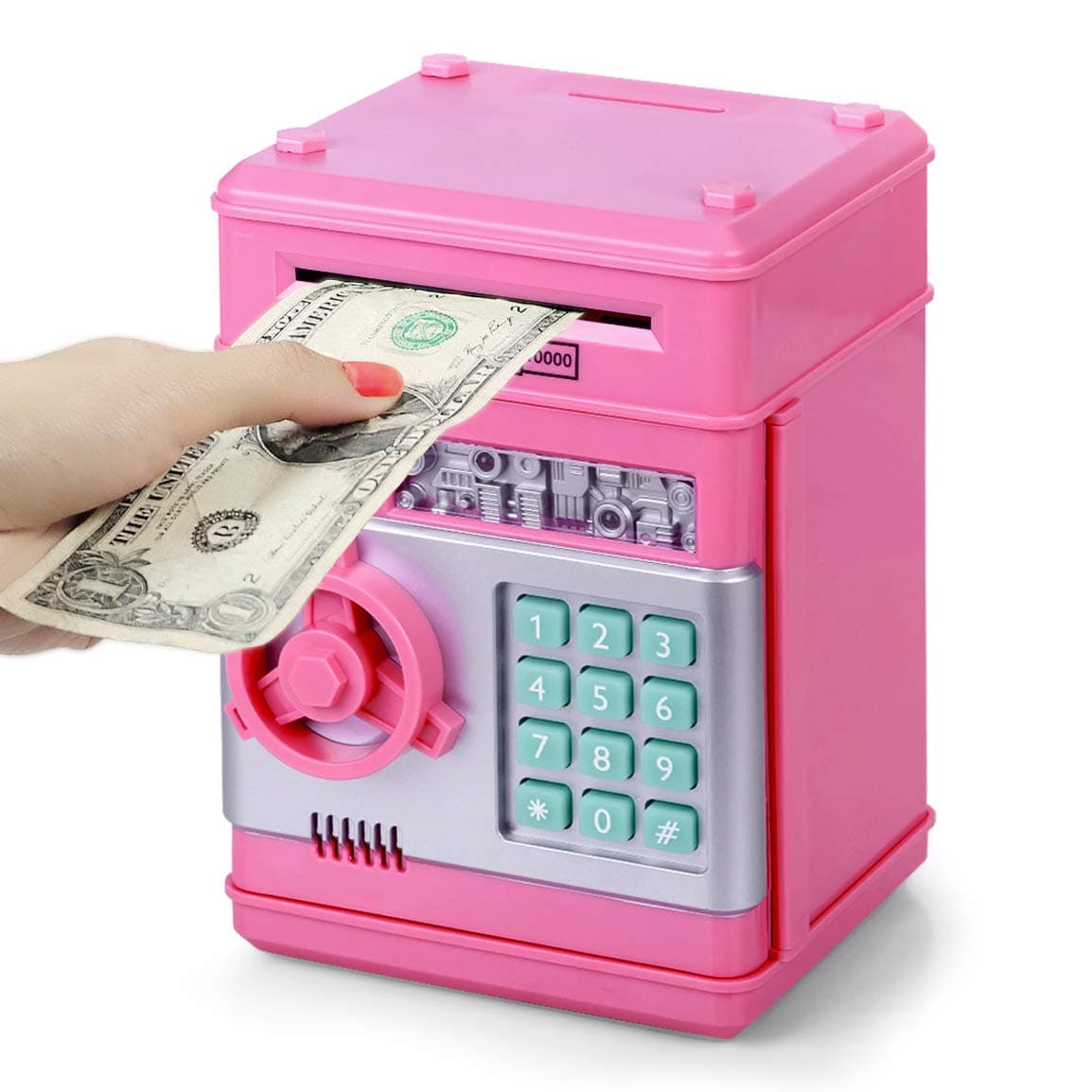 ATM Money Box for Kids, Electronic Password Safe for Girls Piggy Bank for Kids Toys Gifts for 3-12 Year Old Girls, Pink