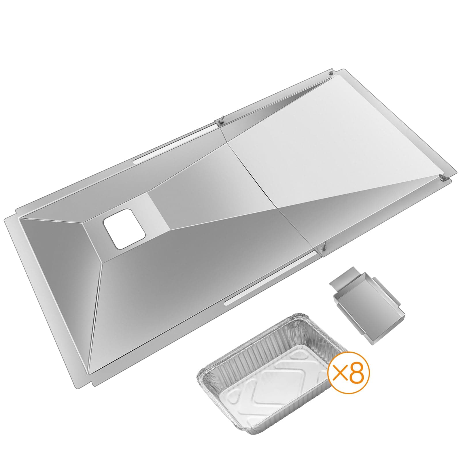 Universal Grease Tray with Drip Pan and 8Pcs Grill Grease Tray Foil Liner, Fits Dynaglo, Nexgrill, Charbroil, Kenmore, Master, Expert, BHG Gas Grill, Adjustable Drip Pan for 3/4/5 Burner Gas Grill