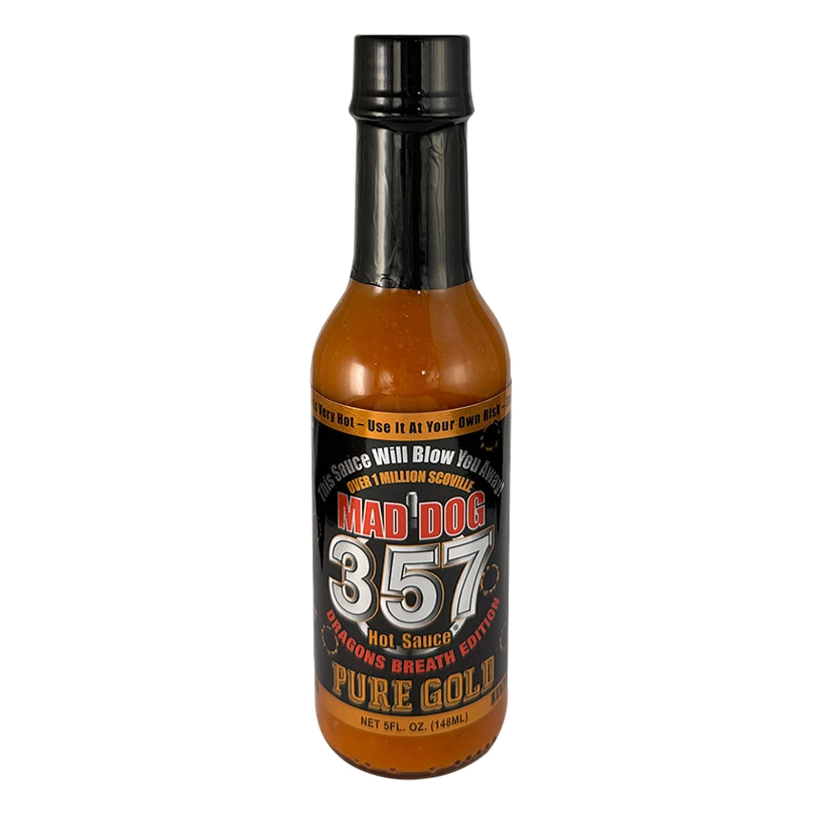 Mad Dog 357 Pure Gold Edition Hot Sauce| Over 1 Million Scoville - Carolina Reaper and Ghost Peppers - 2 of the Hottest Peppers - Mango Peach Edition