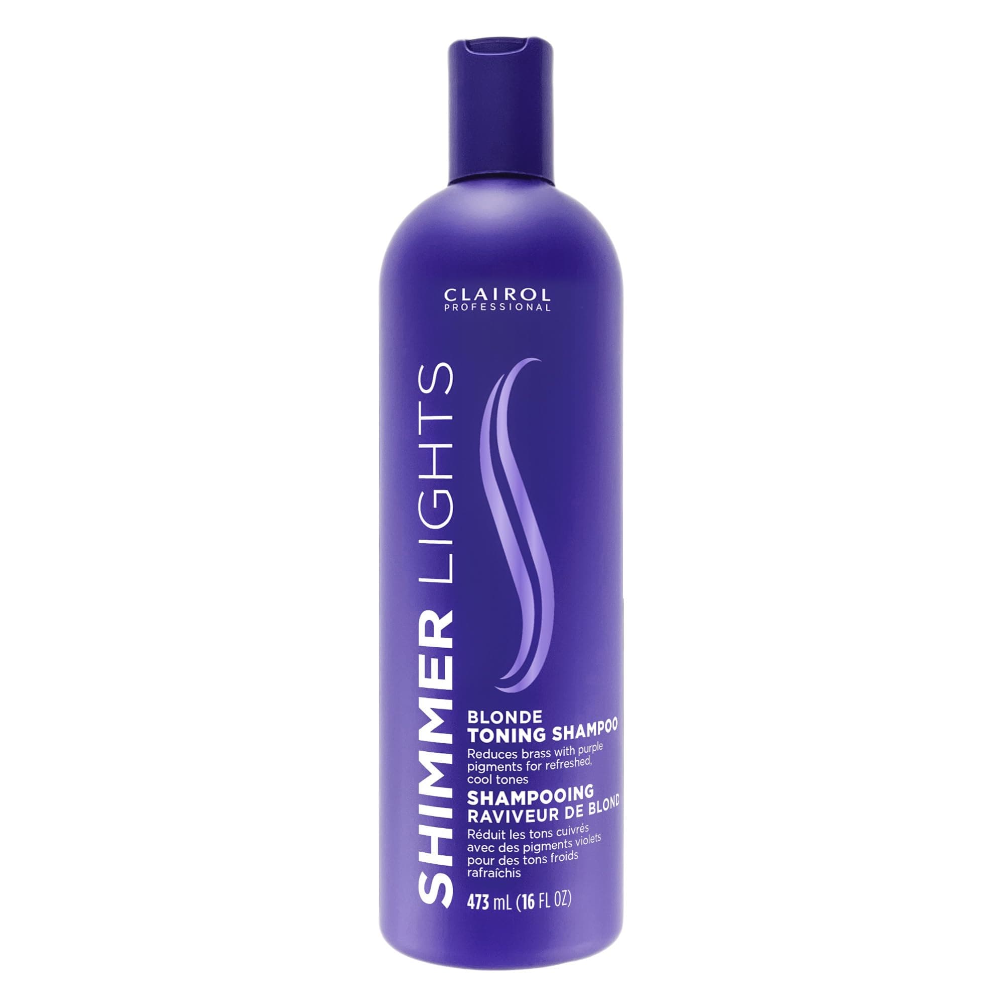 Clairol Professional Shimmer Lights Purple Shampoo, 16 fl. Oz | Neutralizes Brass & Yellow Tones | For Blonde, Silver, Gray & Highlighted Hair