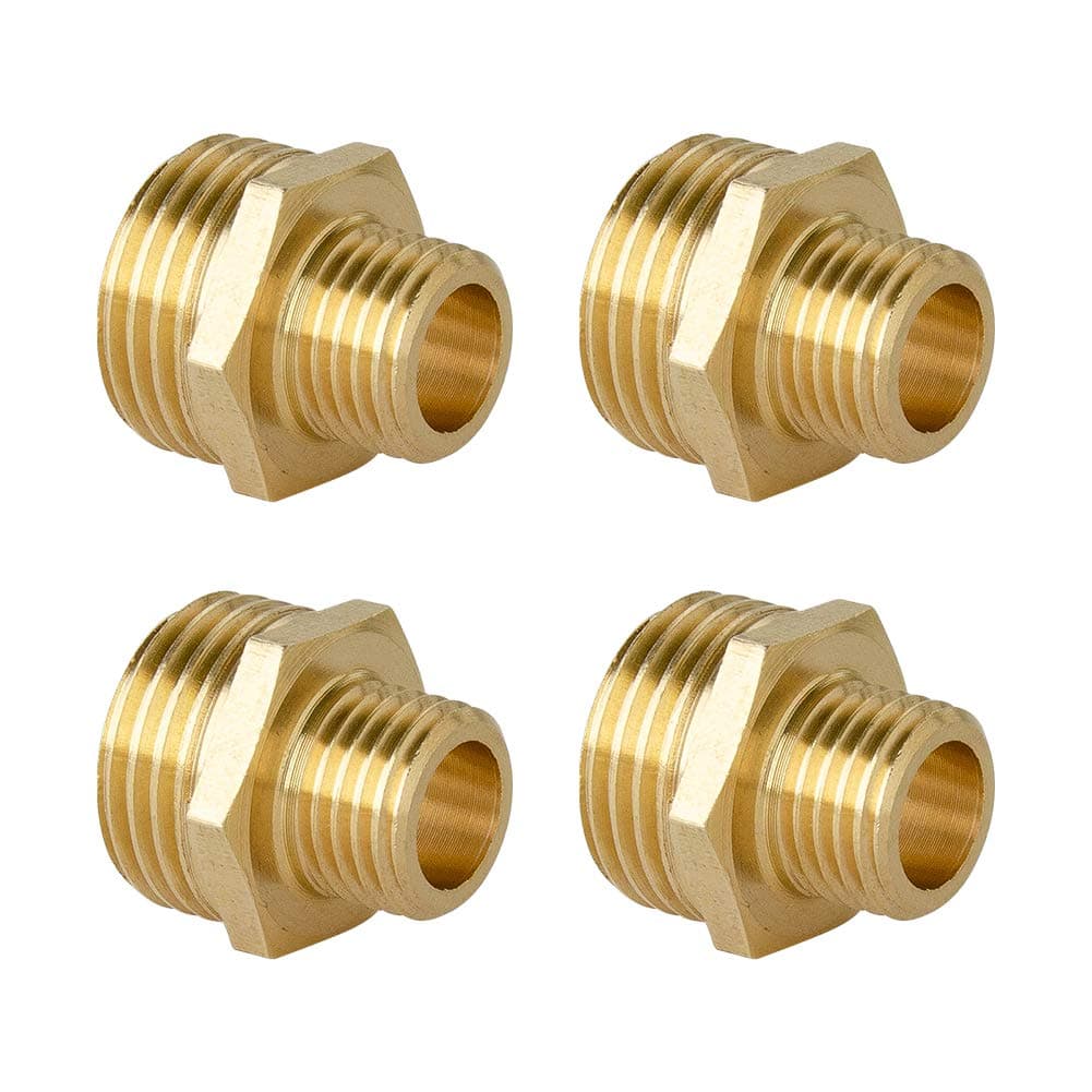 Feelers Brass Misting Spray Nozzle Adapter, 1/2" Male to 1/4" Male Connect Fitting (Pack of 4)