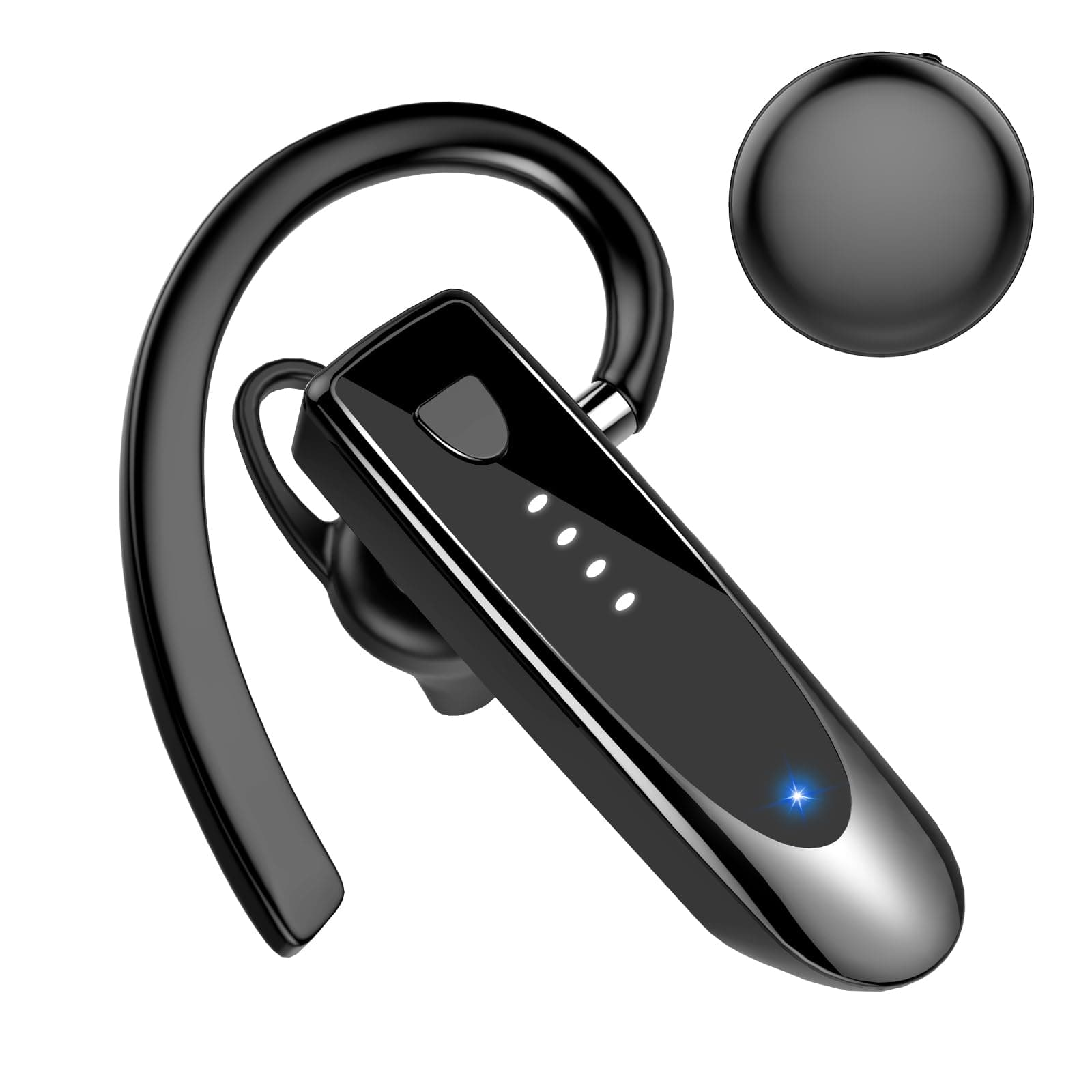 Bluetooth Earpiece, Wireless Handsfree with Noise Cancelling Mic, 20Hrs Call Time Bluetooth 5.4 Headset, 180 Hrs Standby Time Headset for Business/Trucker/Driver, Black