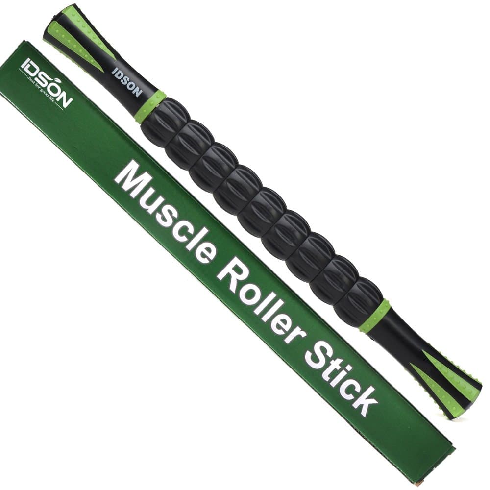 Muscle Roller Stick for Athletes- Body Massage Sticks Tools Massager for Relief Muscle Soreness,Cramping and Tightness,Help Legs and Back Recovery,Black Green