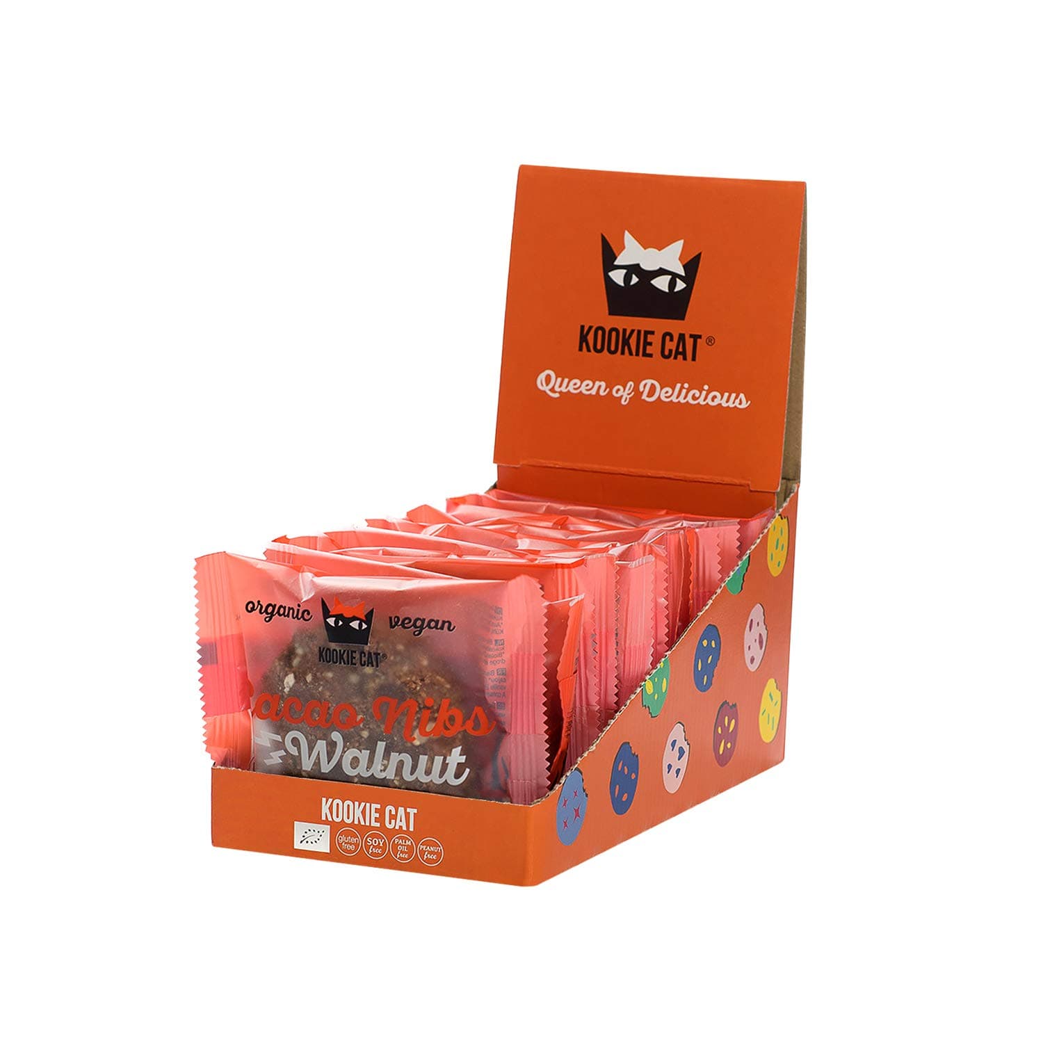 Cacao Nibs & Walnut Individually Wrapped Vegan Cookies, Gluten Free, Soy Free, Bio and Organic, Cashew & Oat - 12 X 50gr Multipack