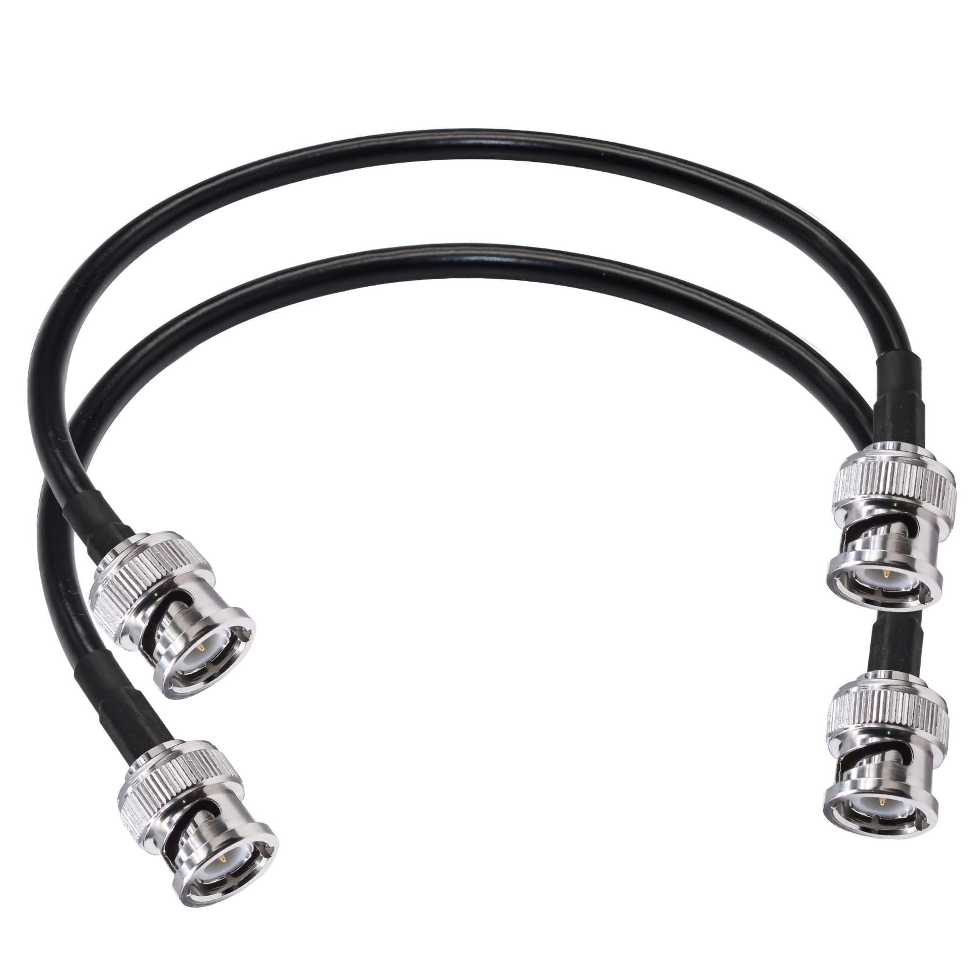 TUOLNK RG58 BNC Jumper Cable 50 ohm, 12 inch (30cm) Low Loss BNC Male to Male Extension Coax Cable for Antenna Analyzer, CB Radio, Security CCTV Camera(2pcs)