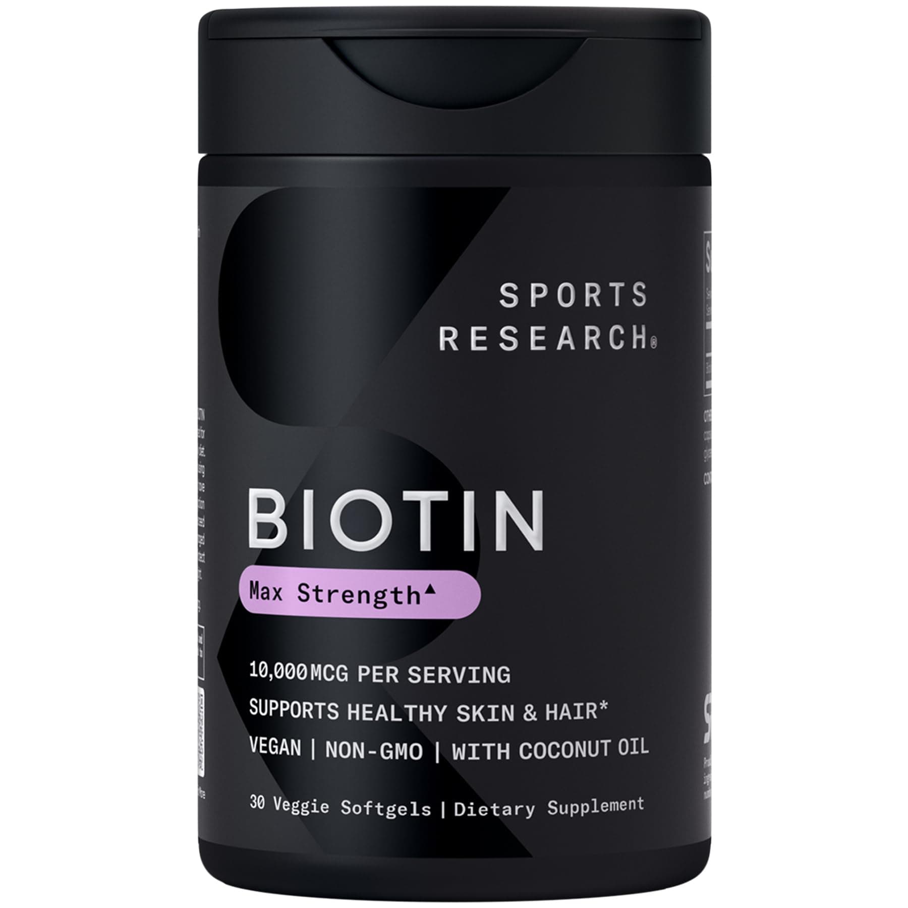 Biotin 10,000mcg with Organic Coconut Oil - Biotin (Vitamin B7) for Healthy Skin and Hair Support* - for Women and Men - Vegan, Non-GMO, Gluten & Soy-Free - 30 Veggie Softgels