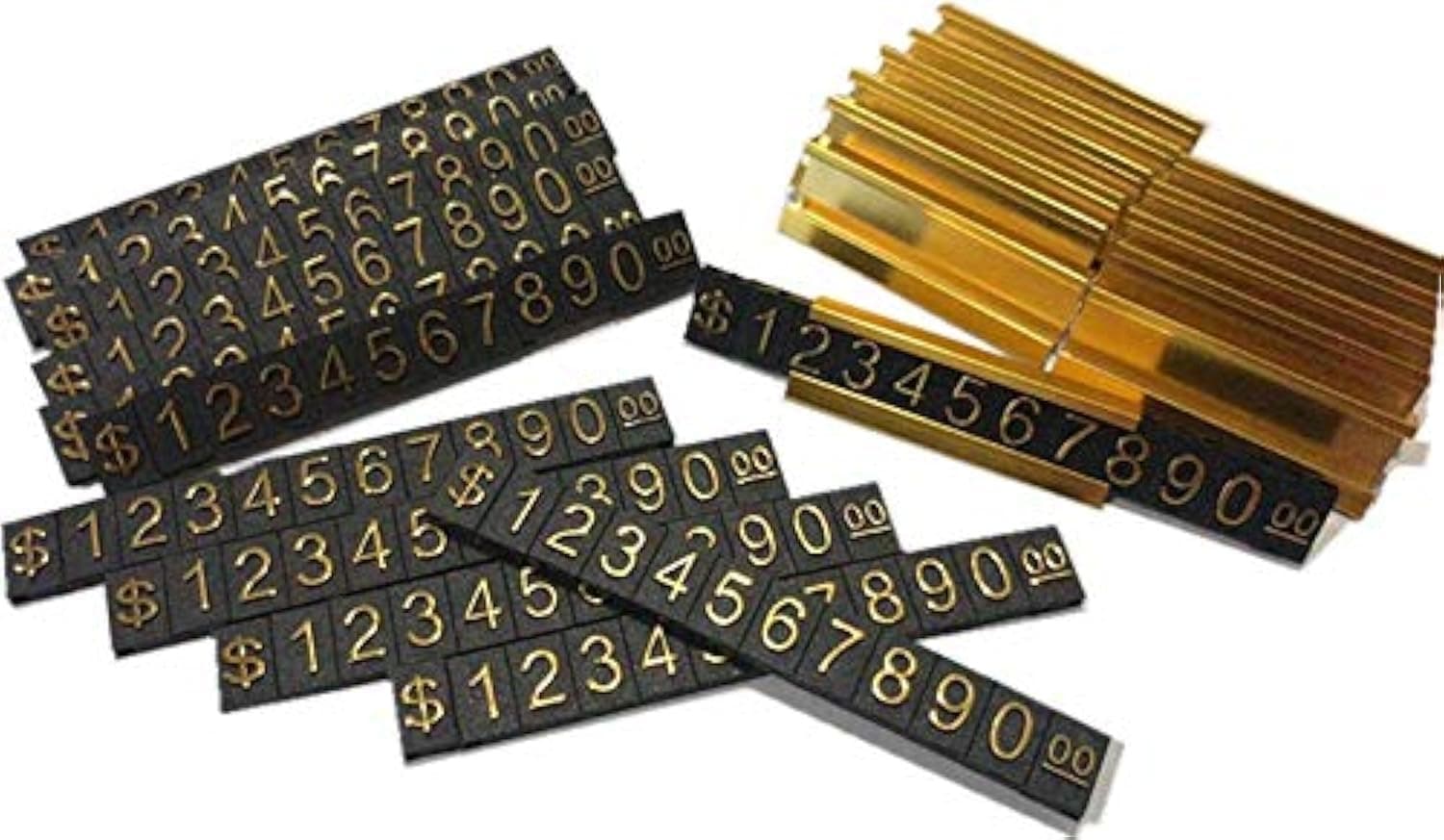 SUQ I OME Counter Stand Label Tag Pricemarker Labels Price Stickers Metal Arabic Price Tag Adjustable Price Display Stand for Retail Shop 12 Sets (Gold)