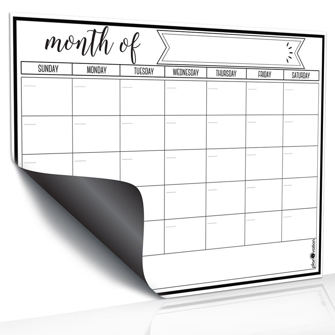 Magnetic Calendar for Refrigerator - Magnetic Dry Erase Calendar for Kids, Teens & Adults, Monthly and Weekly Planner Whiteboard - 12 x 16in (Black)
