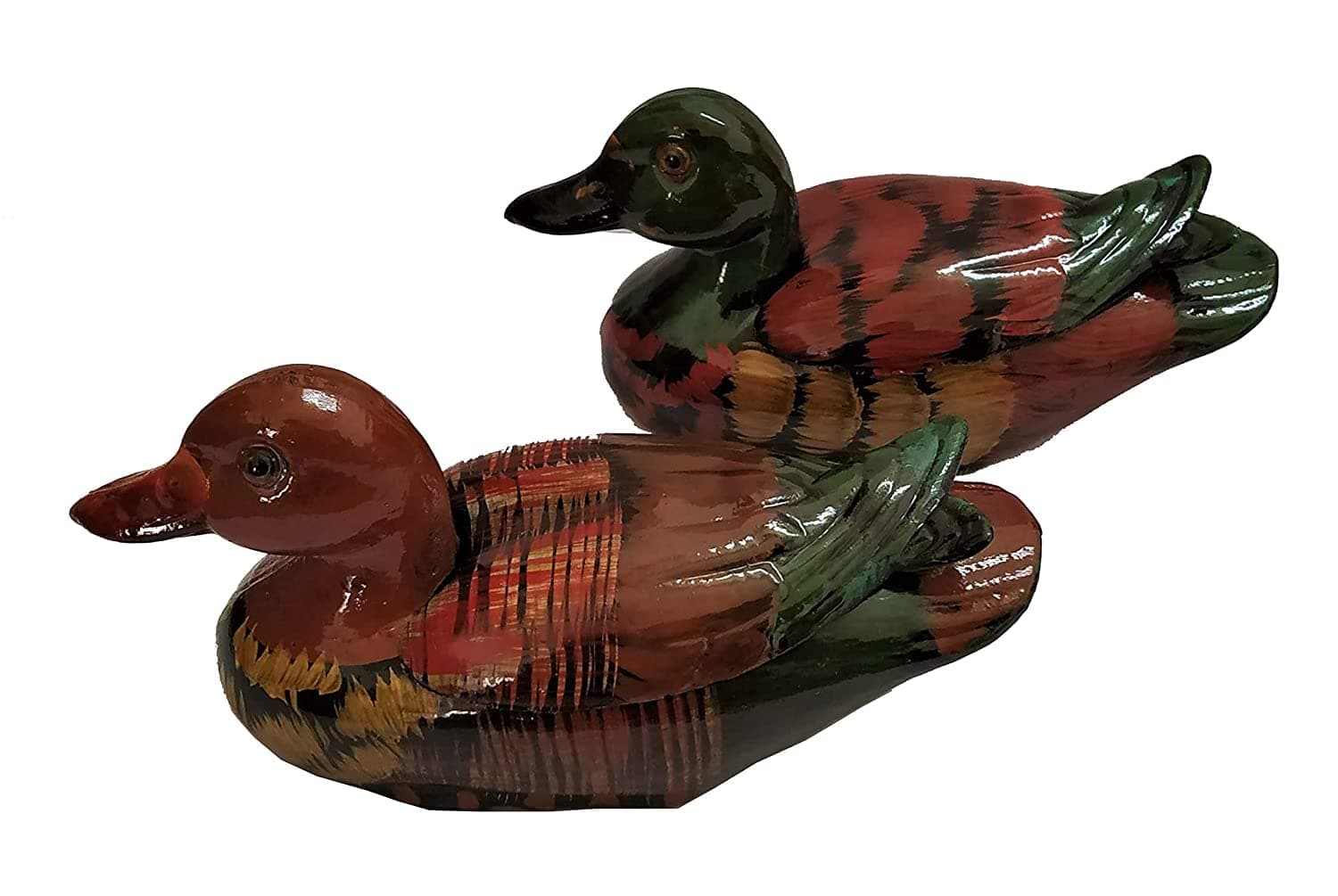 TEJ GIFTS Feng Shui Mandarine Ducks Pair Set for Happy Married Life, Decorative Ceramic Duck Figurines for Home/Bedroom Decor, Item (Brown, Medium)
