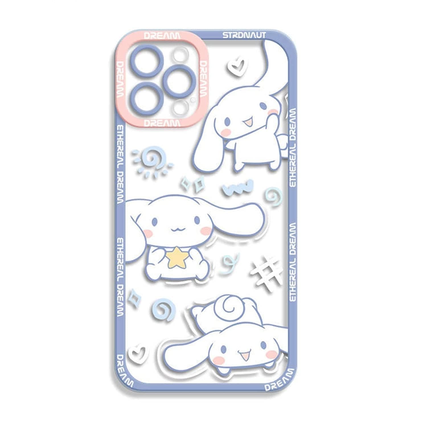 Kawaii Phone Cases Cute Cartoon Cinnamoroll Full-Body Protective Shockproof Plastic Clear Cellphone Case Covers For X XS XR 11 Pro Max (Color : Purple, Size : 11Pro Max)
