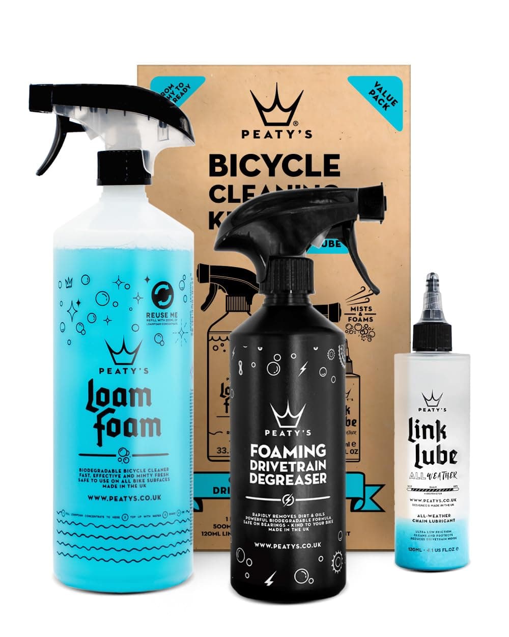 Peaty's Bicycle Cleaning Kit - Wash, Degrease, and Lubricate, Clear, 55.00 Fl Oz (Pack of 1)