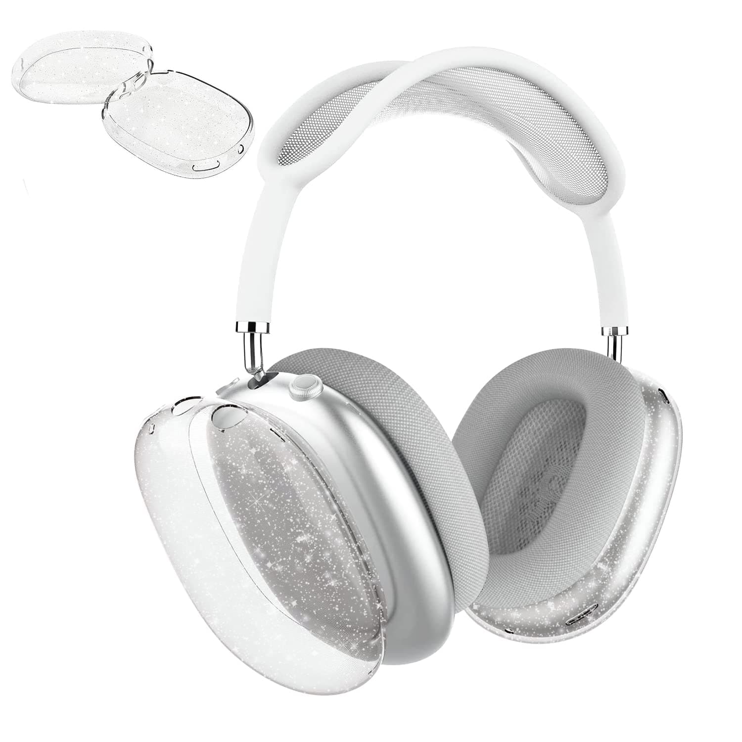 Aircawin for AirPods Max Case Clear Glitter,Soft TPU Clear for Airpods Max Case Cover,Shockproof Anti-Scratch Protective Cover No-Yellowing Transparent Accessories for AirPod Max Headphone-Glitter