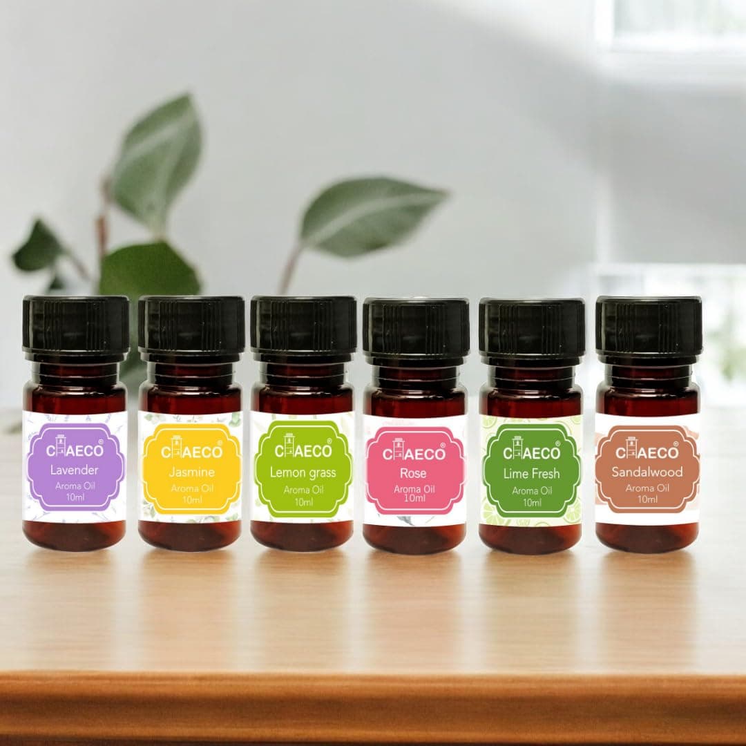 Diffuser Aroma Oil, Candle Burner & Electric Diffuser Aroma Oil for Home Fragrance Candle (Lavender, Lemongrass, Rose, Fresh Lime, Sandalwood, Jasmine) 10ml Each, (Pack Of 6, Lavender, Lemongrass, Rose, Fresh Lime, Sandalwood, Jasmine)