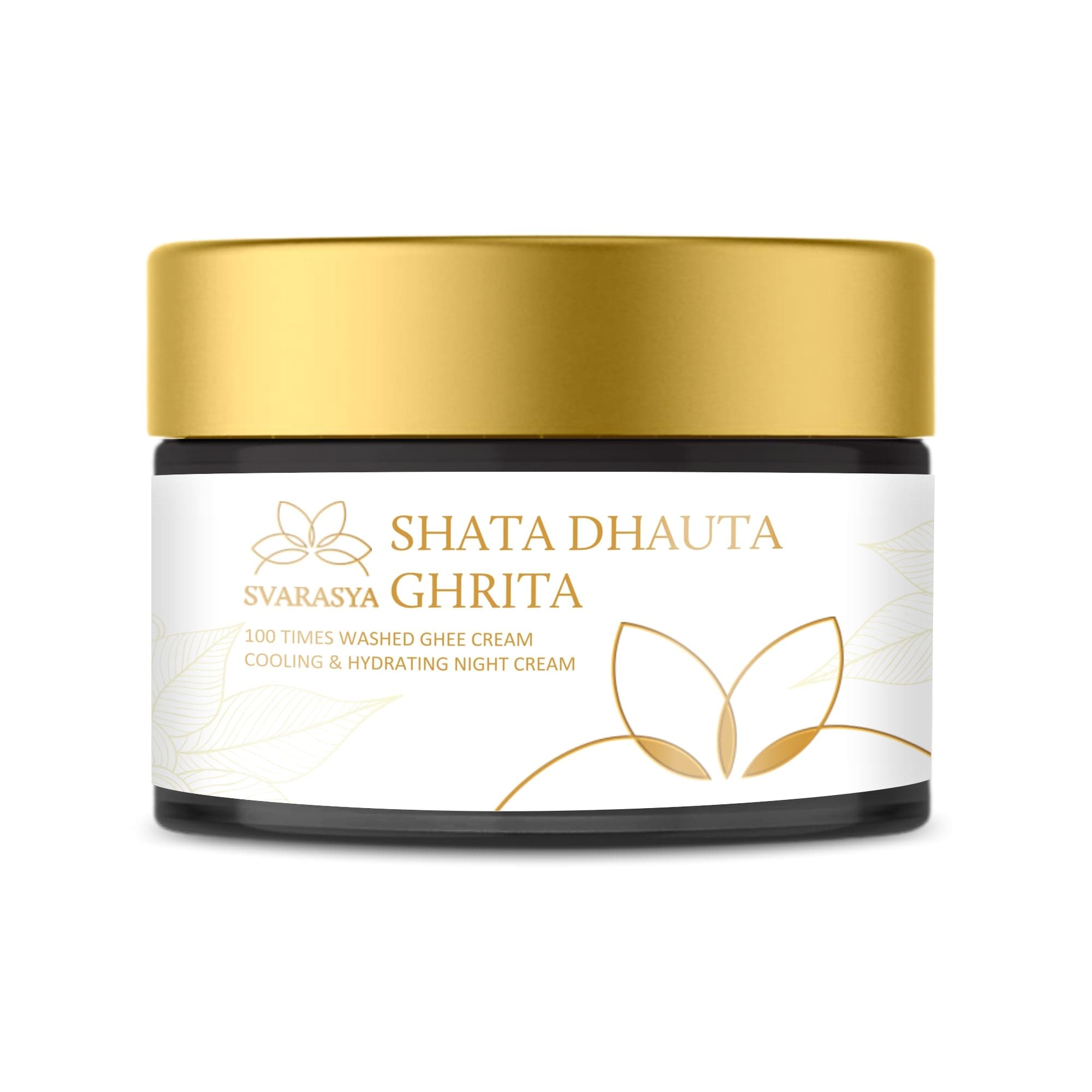 Shata Dhauta Ghrita - Natural Desi Ghee Skin Moisturizer and Night cream (100 Times Washed Ghee) | Even skin glow, nourishing, moisturising and Anti aging ayurveda cream - 50 Gms