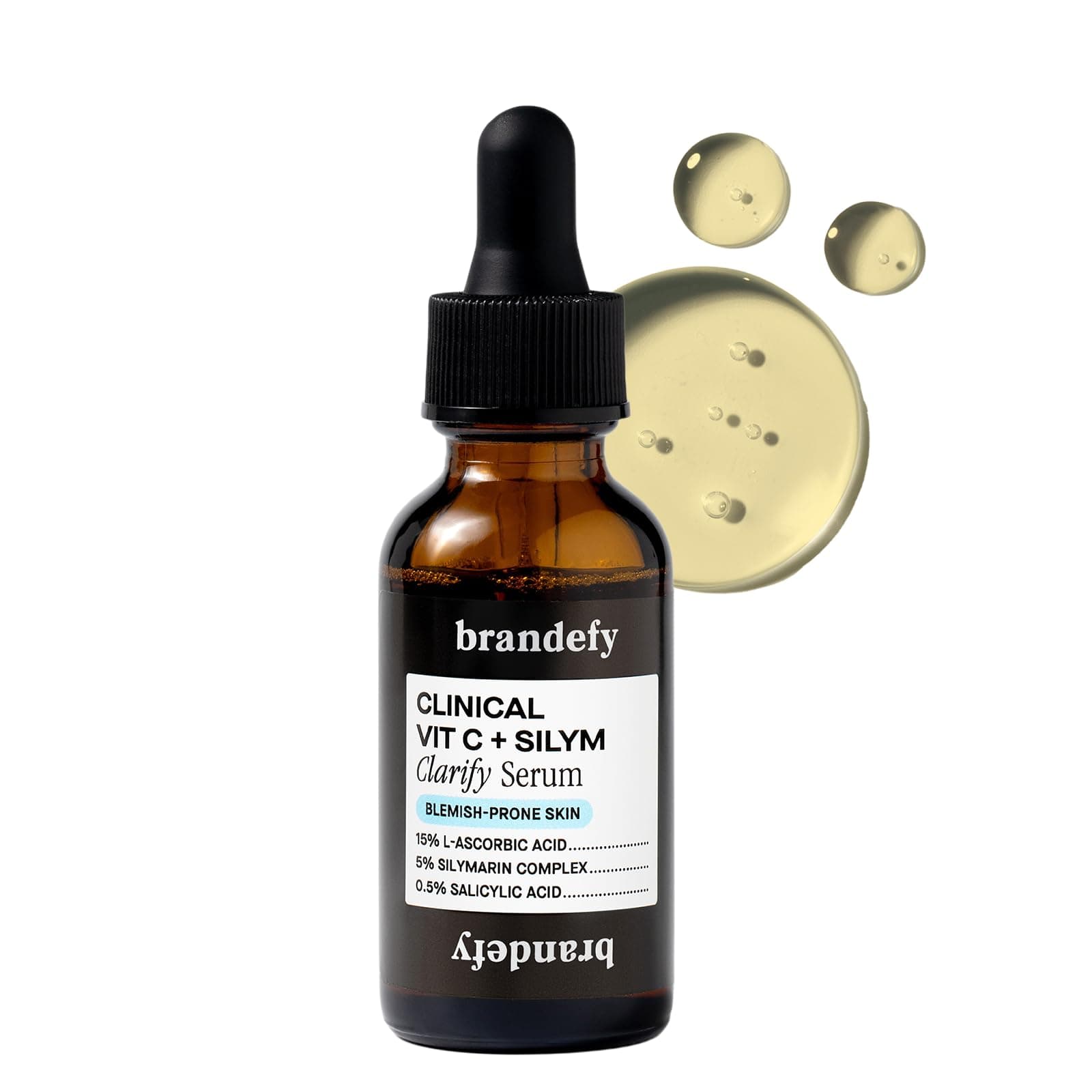 Vitamin C + Silym Clarify Serum - Face Salicylic Acid Serum for Blemish-Prone Skin, Promotes Clear Complexion, Anti-Aging, Brightening, Made in The USA (1 oz)