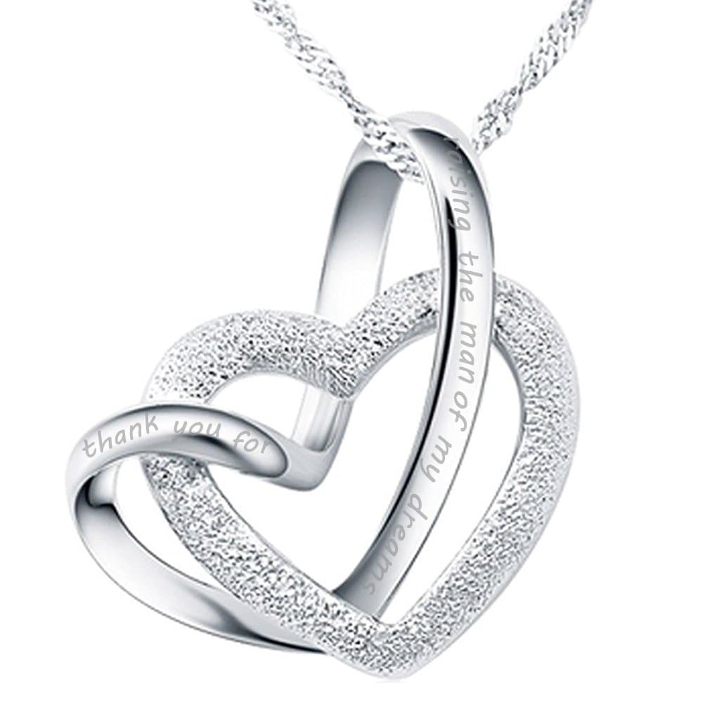 "thank you for raising the man of my dreams" Love Heart Pendant Necklace Sterling Silver Women Jewelry