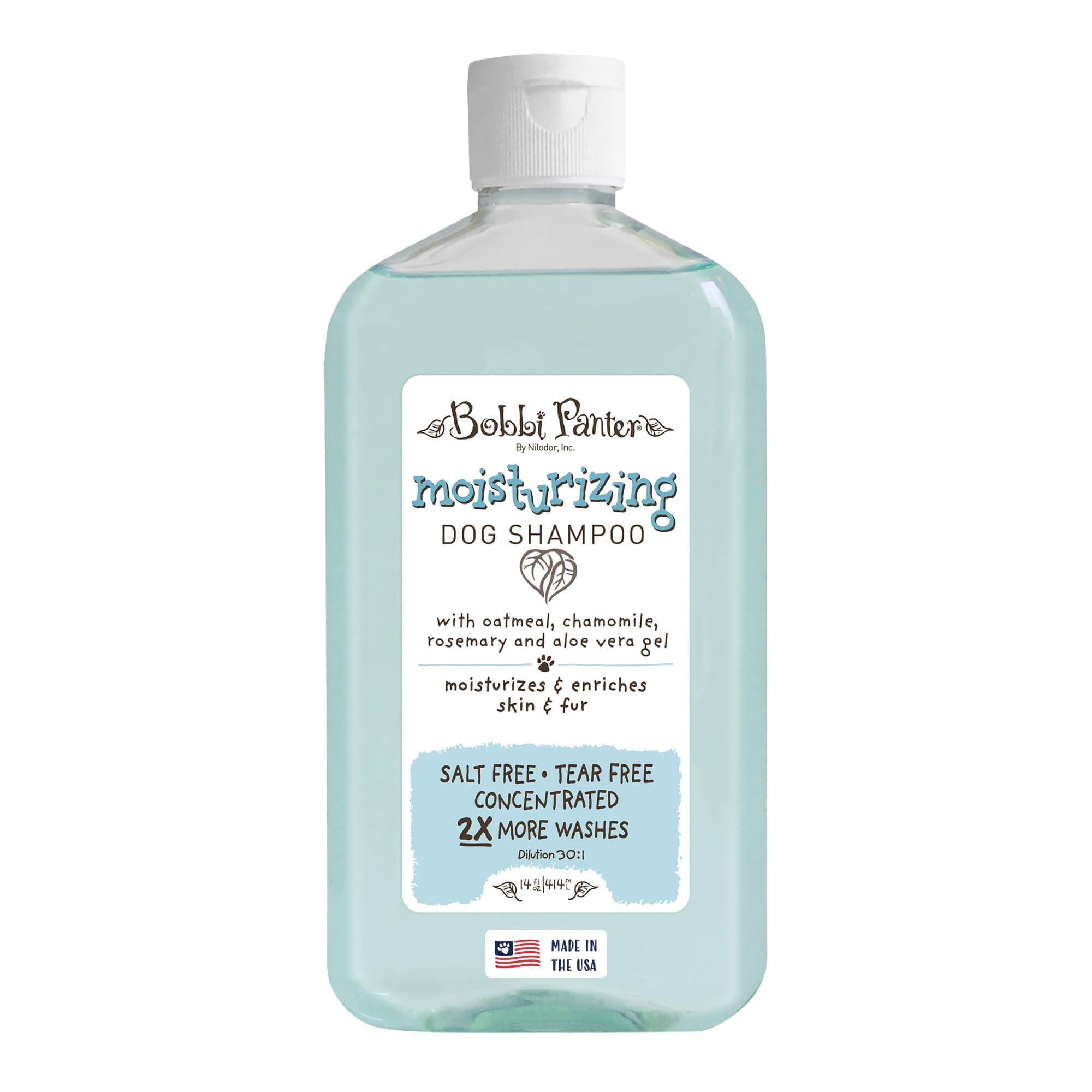 Bobbi Panter Moisturizing Dog Shampoo, Moisturizes and Enriches Dogs Skin & Fur, Soft Sea Air Fragrance, Concentrated 30:1, Made in The USA, 14 oz.