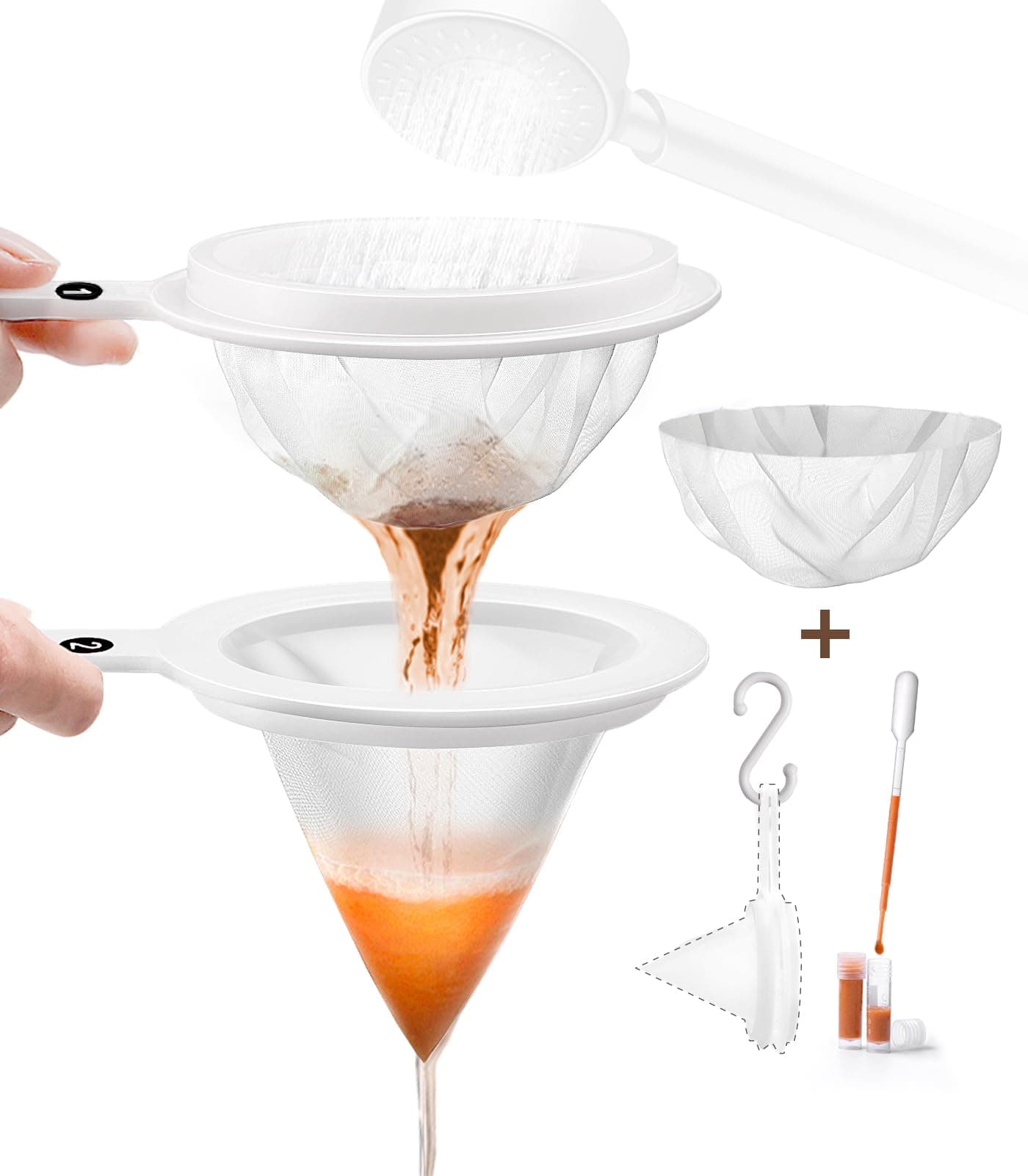 Baby Brine Shrimp net Sieve 80 Mesh 200 Mesh kit for Brine Shrimp Hatchery, Come with Replacement net and Storage Tubes (7PCS Parts)