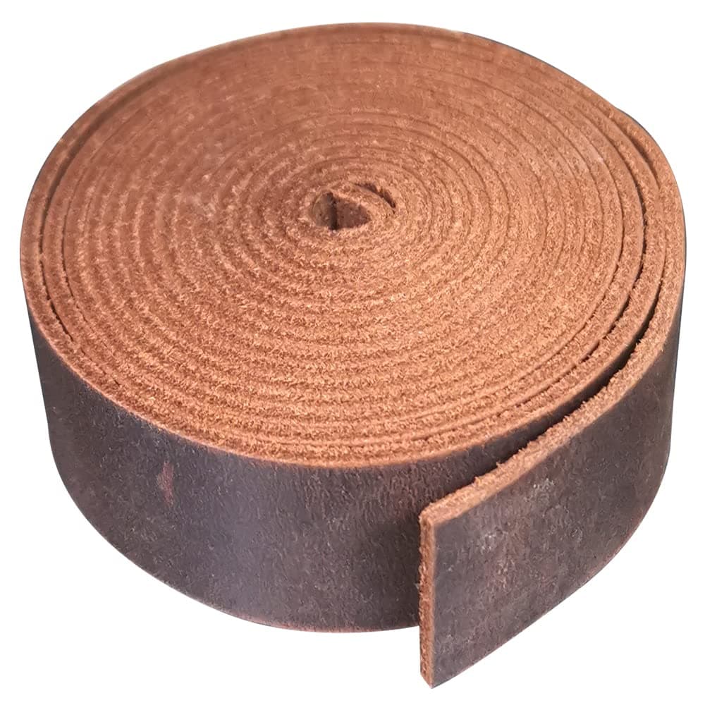 Fan&Ran Genuine Leather Strip 1 1/2 Inch Wide 64 Inches Long for DIY Craft Projects, 1.8-2mm Thick, Coffee Brown