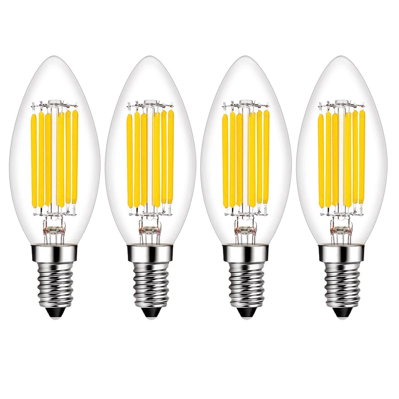 E14 LED Bulb Dimmable 60W Equivalent 2700K Warm White, E14 Light Bulbs European Base 6W 600Lumens AC120V, E14 Edison Bulb for Turkish Lamp Light Bulb Replacement, 4 Pack