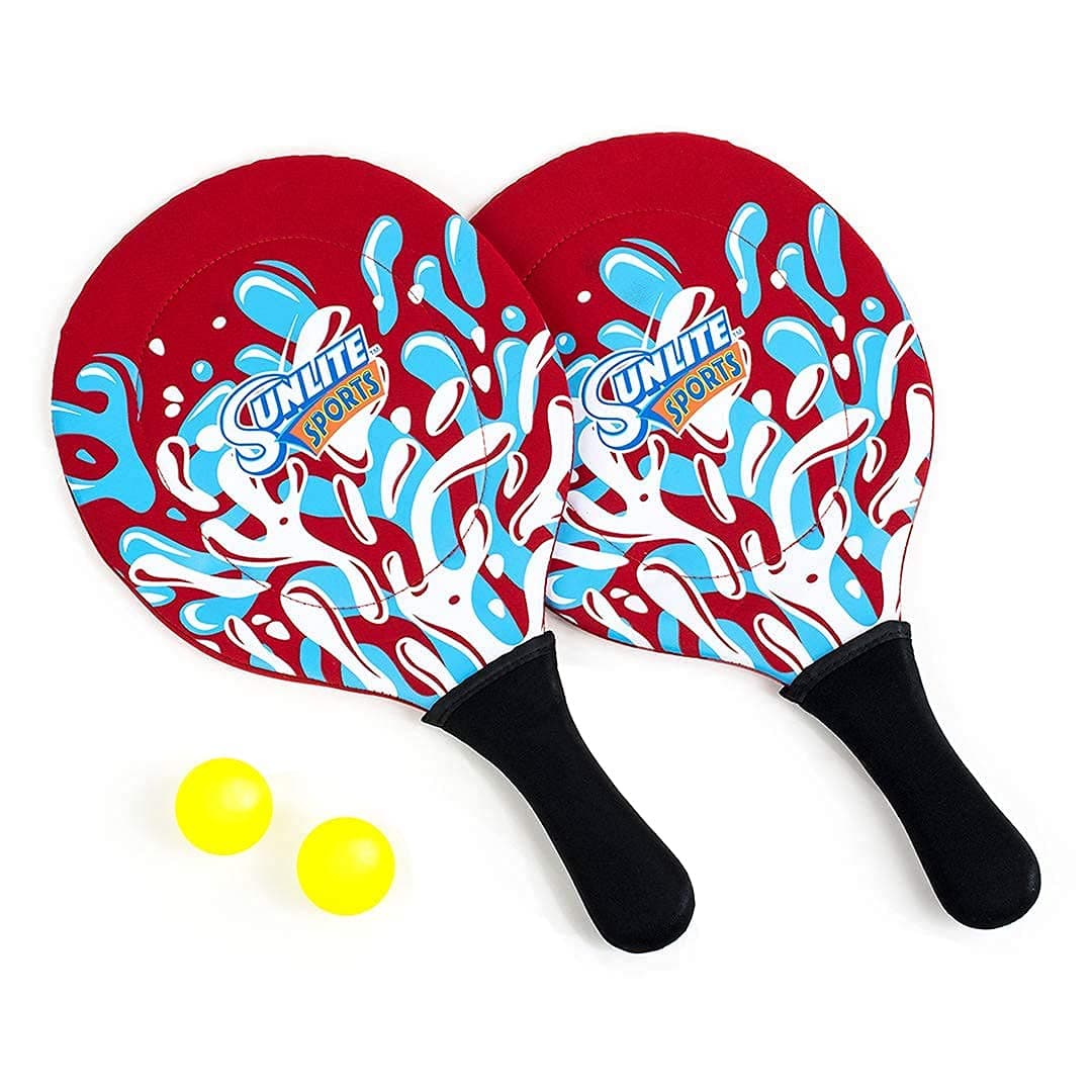 Sunlite Sports Beach Paddle Game Set, 2 Paddles and 2 Balls, Perfect for Backyard Fun or Outdoor or Beach or Lawn, Red