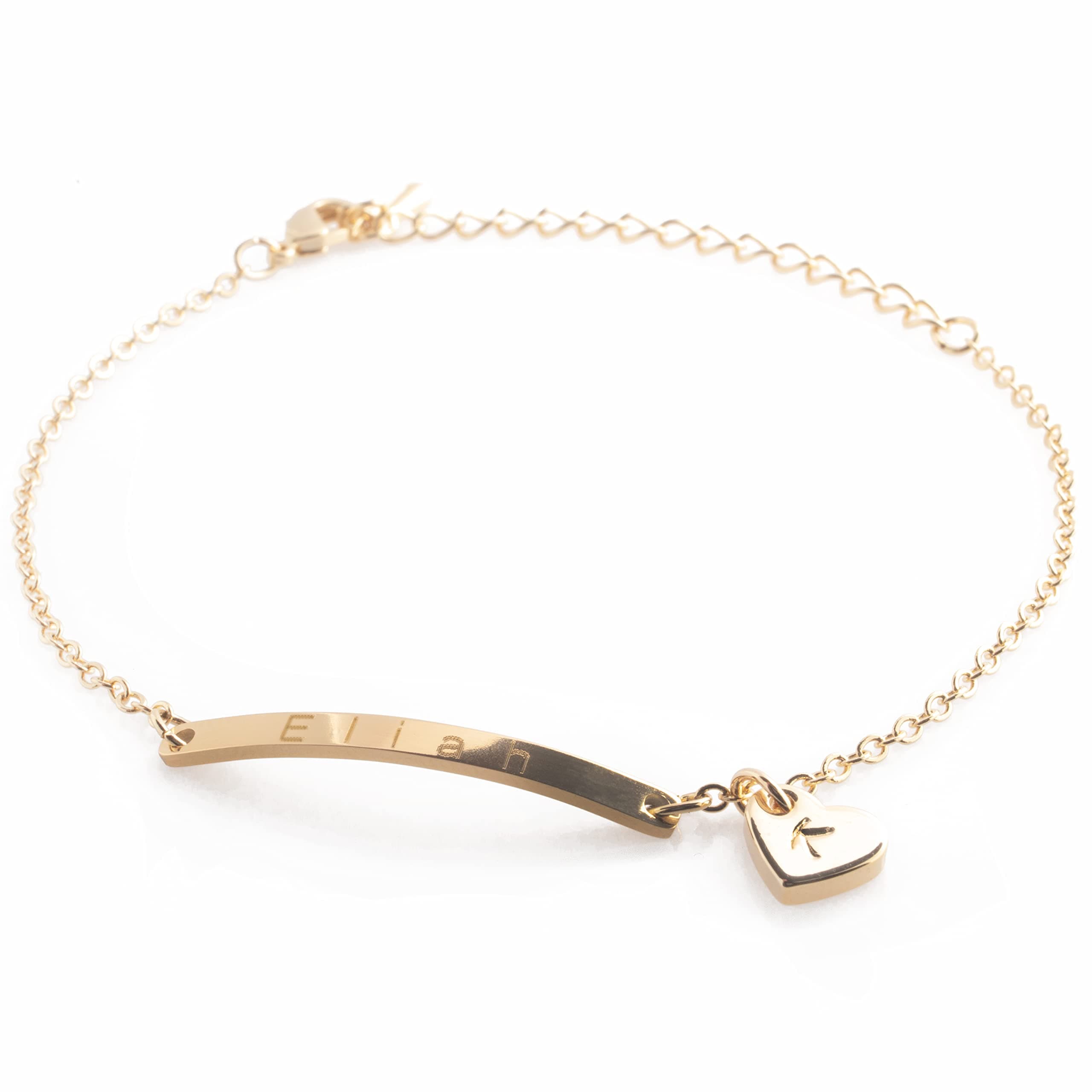 Petite BoutiqueLovely Mini Personalized Name Bar & Initial Bracelet 16K Plated Gold Rose Gold Silver Personalized gift