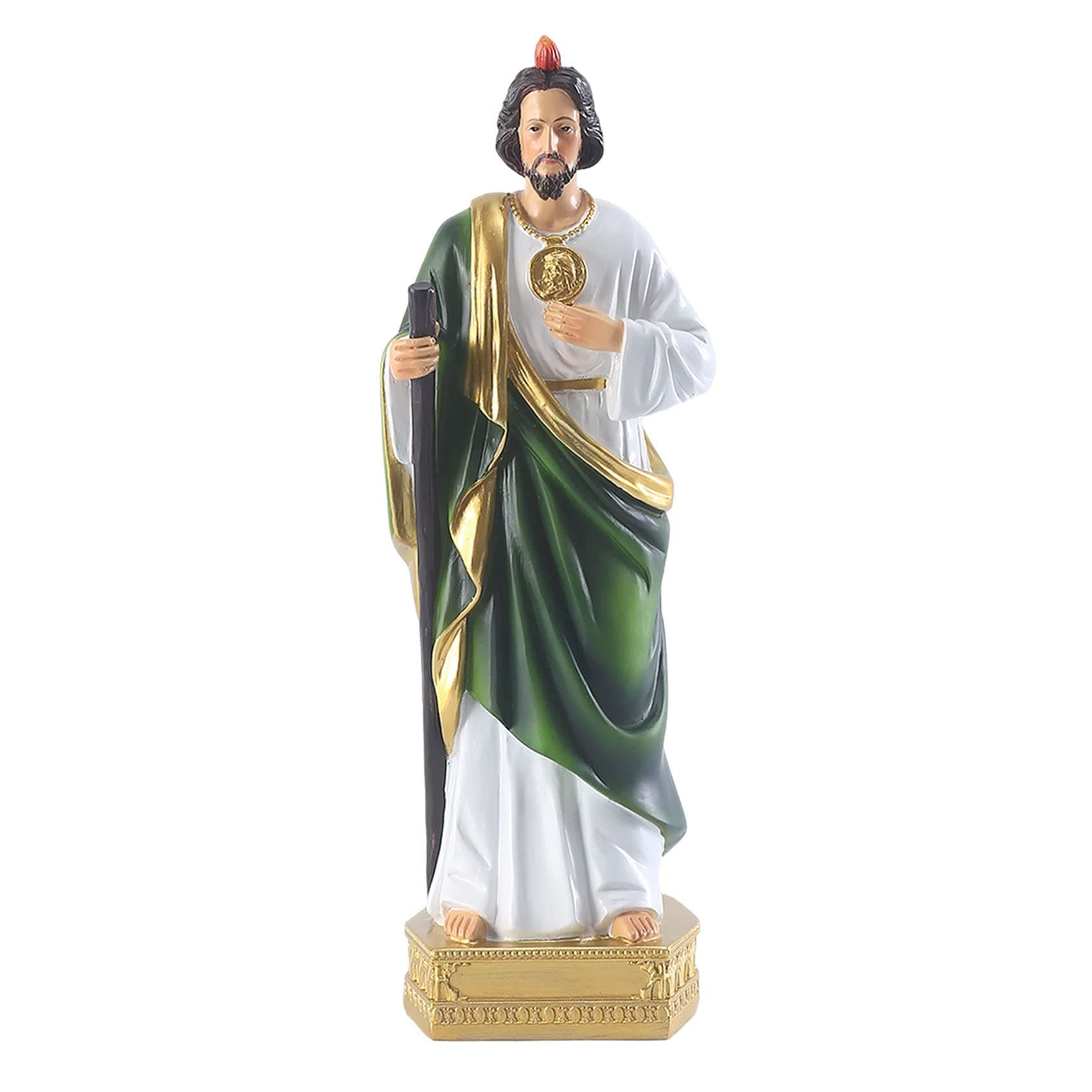 - QIANLING 8.5 inch Saint Jude Statue, Religious Resin St Jude Holy Statues, Religious Colored Gift San Judas Tadeo Statue, Suitable for Religious and Believers to Pray at Home, Collect Decor Statues