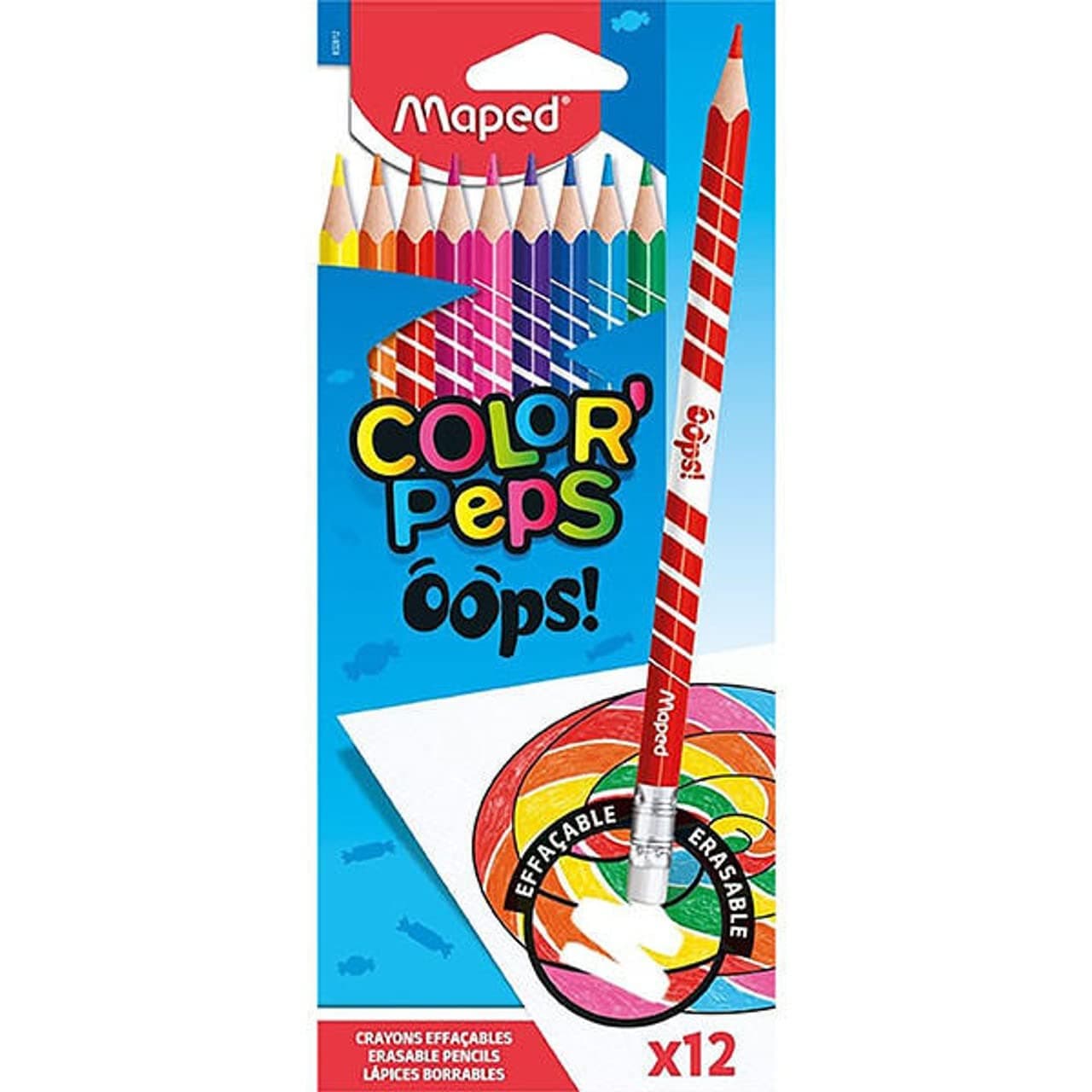 Color Peps Oops Erasable Colouring Pencils (Pack of 12), 832812