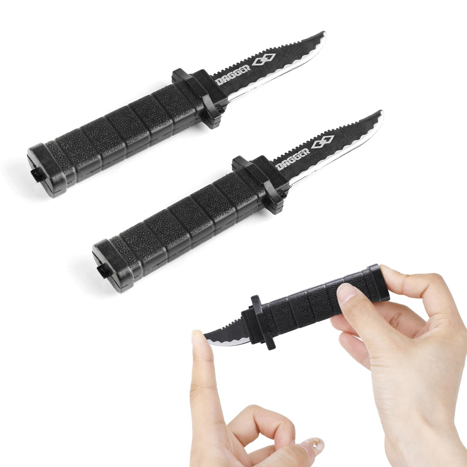VEYLIN Halloween Disappearing Knife, 2pcs Retractable Dagger Knife Prop, Magic Tricks Toys