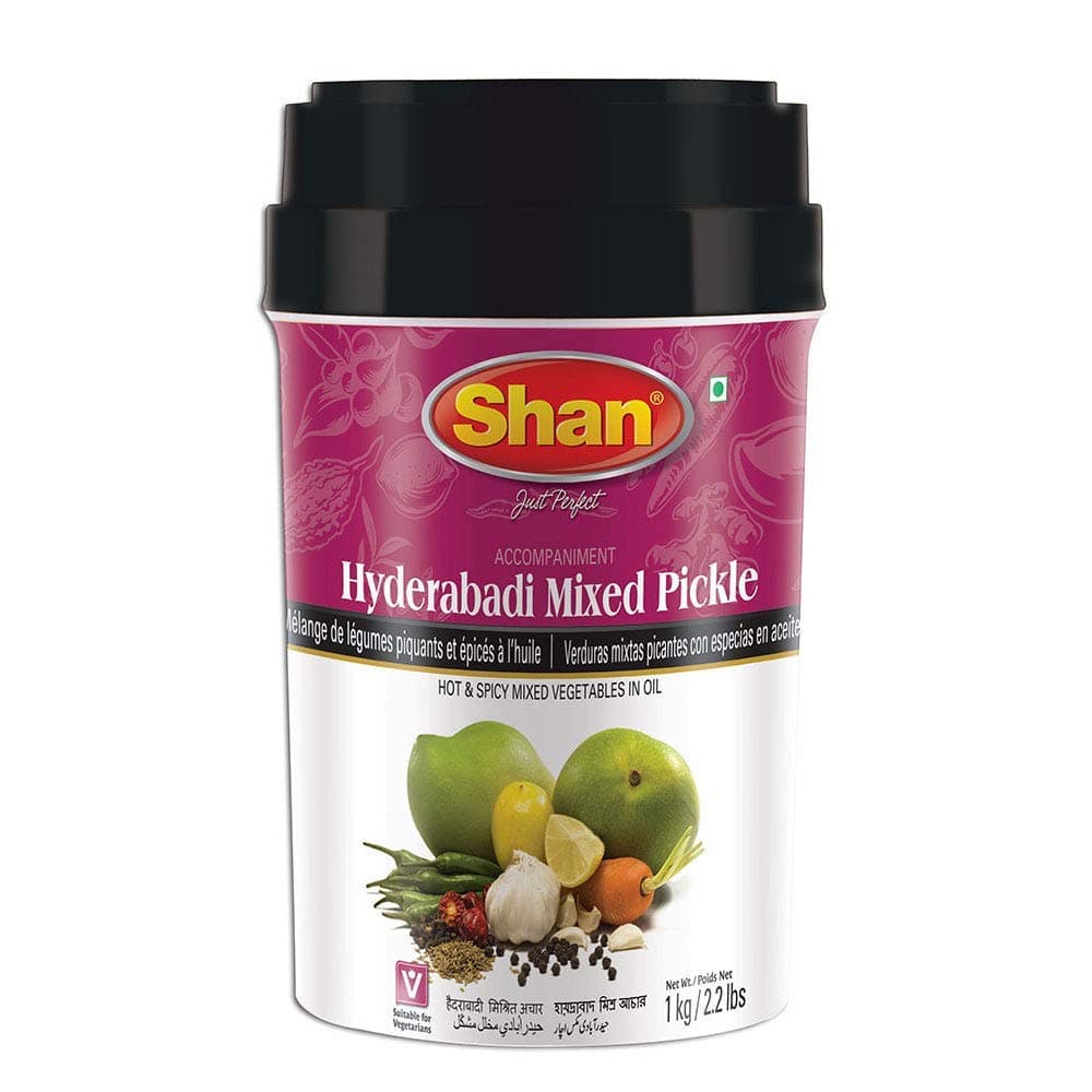 Hyderabadi Mixed Pickle 35.27 oz (1000g) - Hot and Spicy Mixed Vegetables Pickled in Oil - Perfect Accompaniment to Everyday Meals - Suitable for Vegetarians - Airtight Pet Jar