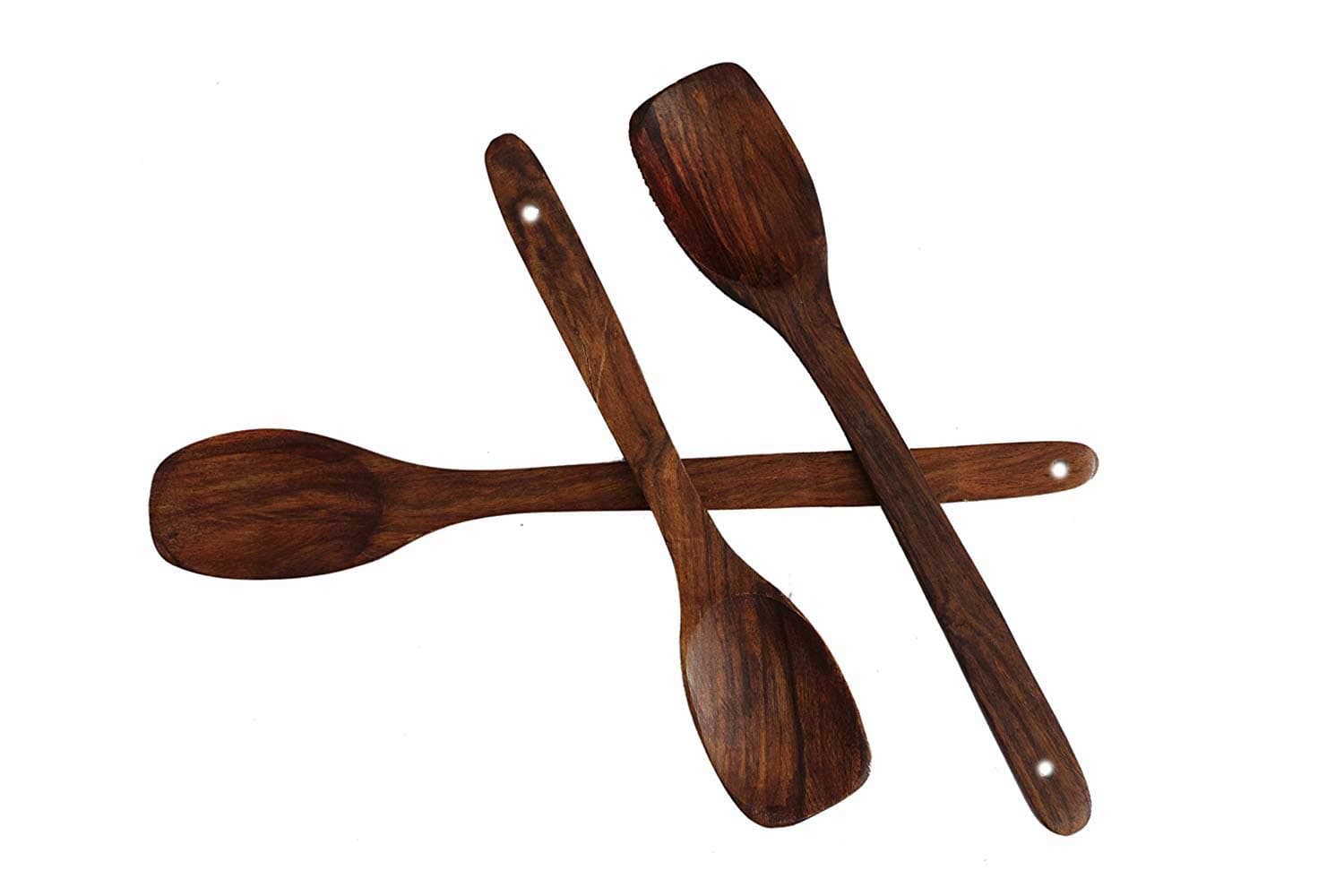 Woodykart Rosewood Serving and Cooking Spoon Set of 3 - Ladle (Kadchi | Handmade | Ideal for Non Stick)