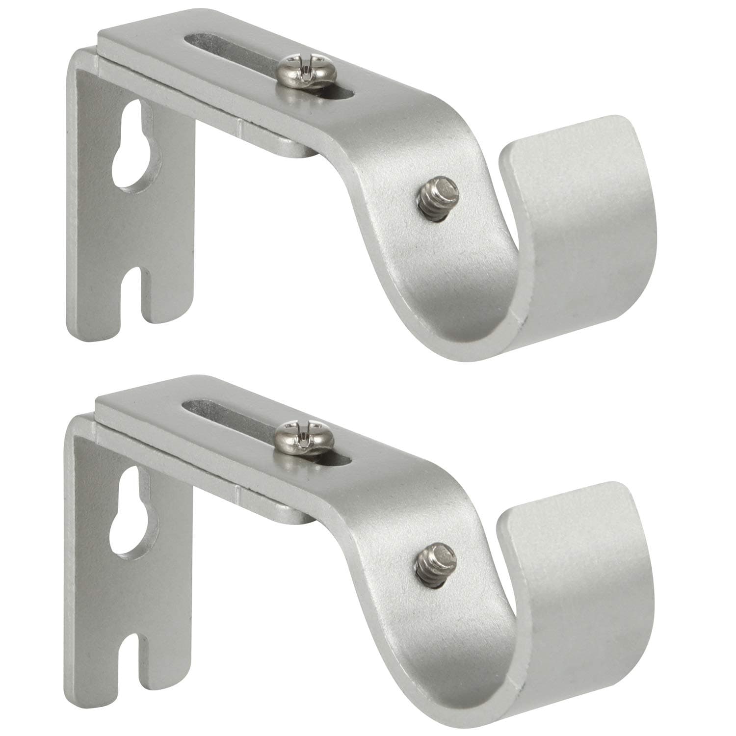 Heavy Duty Adjustable Curtain Rod Brackets Rod Holders for 1 Inch Rod, Silver Color, (Set of 2)