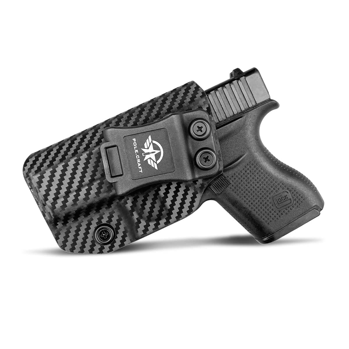 Glock 43 Holster, Glock 43x Holster, Carbon Fiber Kydex Holster IWB For: Glock 43 / Glock 43X (Gen 1-5) Pistol - Inside Waistband Concealed Carry - Cover Mag-Button, Widened Entrance, No Wear, No Jitter