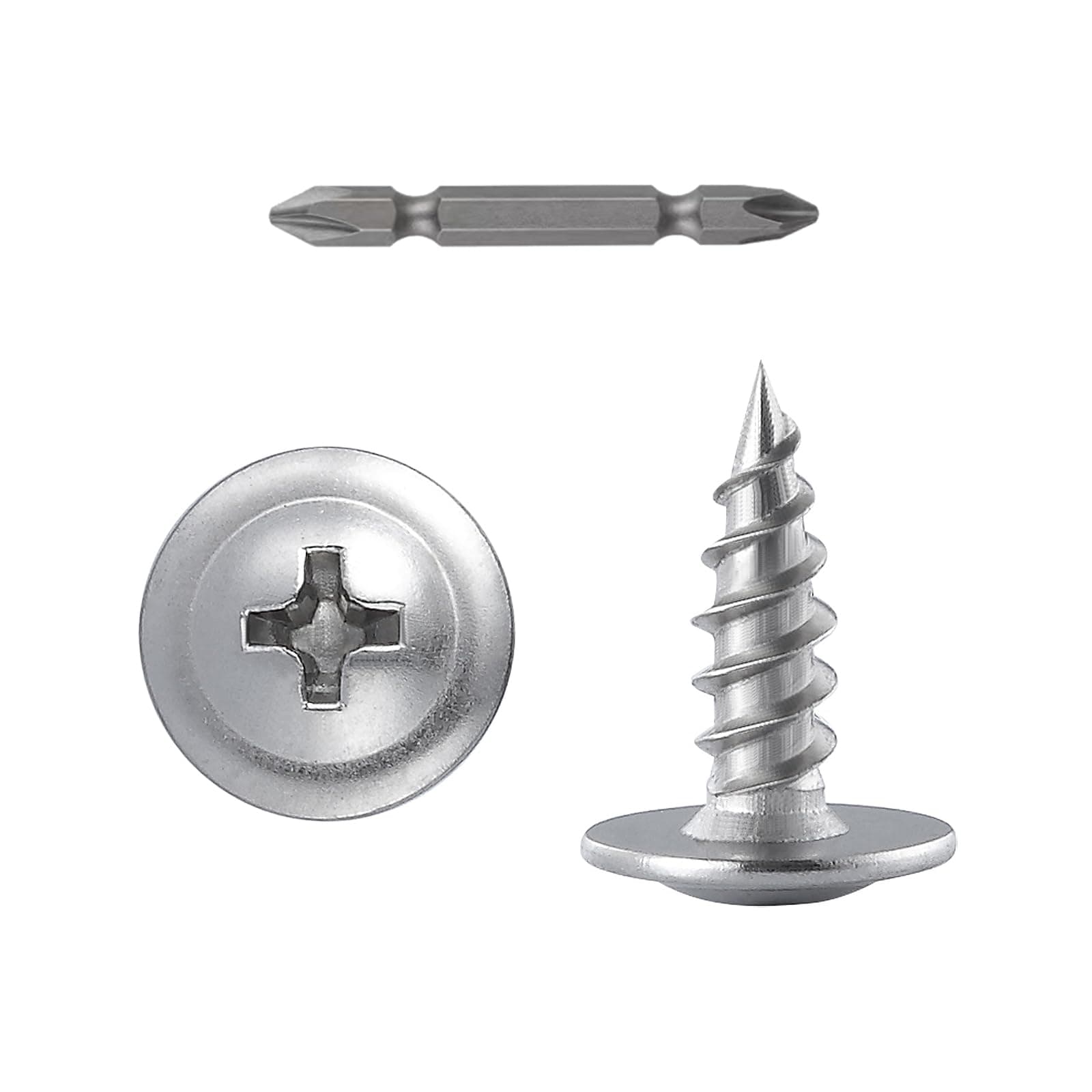 (400 pcs)#8×1/2" Phillips Truss Head Wood Screws Stainless Steel 410 Quick Metal Self Tapping