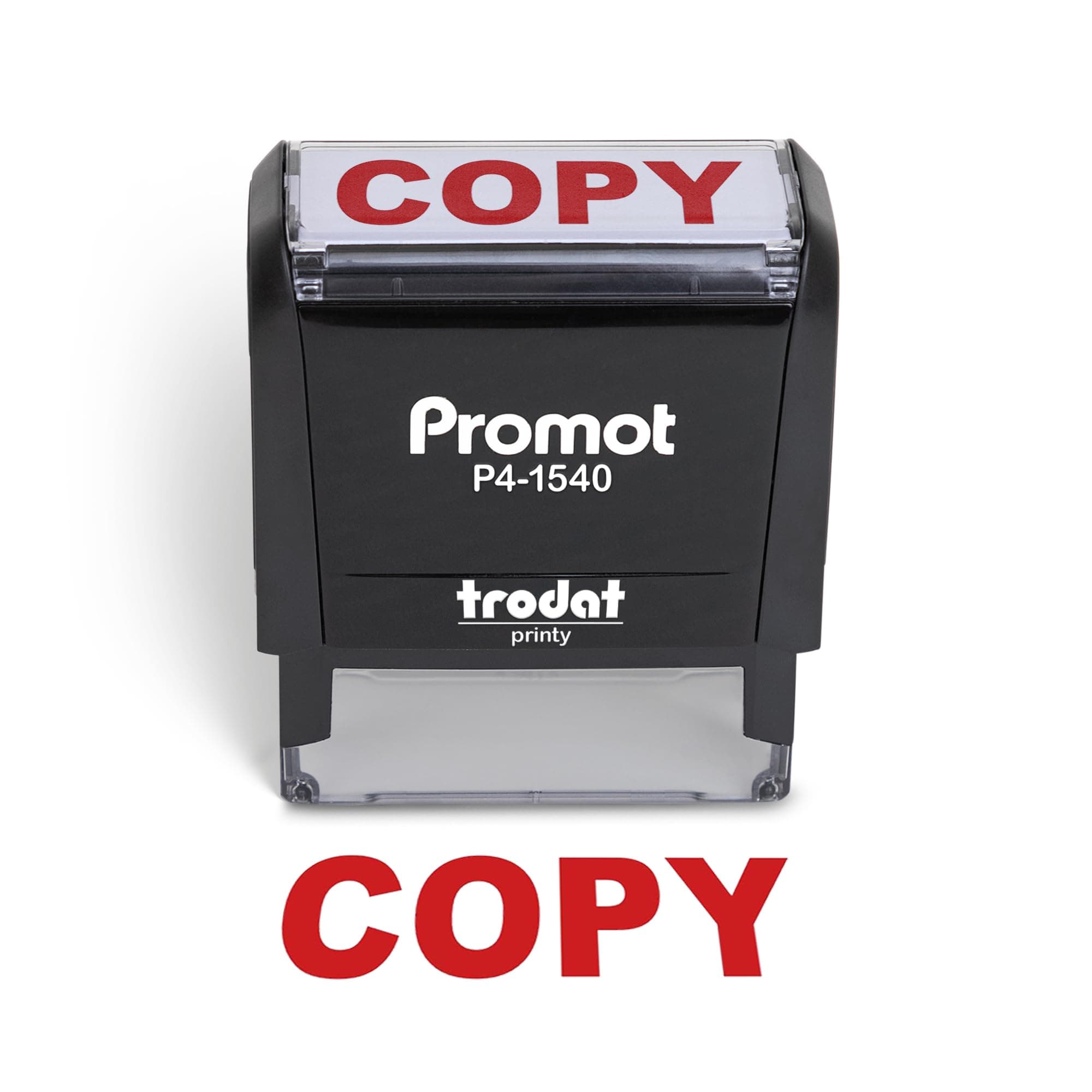 Promot Copy Self Inking Rubber Stamp - Refillable Stampers for Office - Business, Accounting, Bookkeeping, Coding, Legal, Notary, Work, Ordering, Inventory Stamps - Red Ink