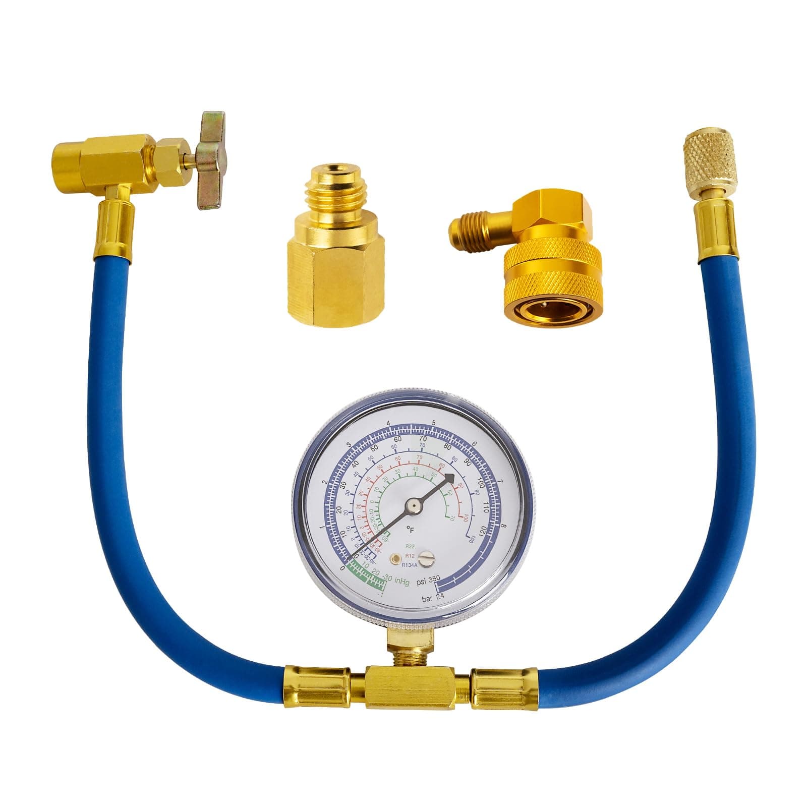 Belleone R134a Refrigerant Recharge Hose Kit for Refrigerator A/C System, R134a/R-12/R-22 Freon Can Tap Recharging Hose with Detachable R134a Quick Coupler - Easy to use