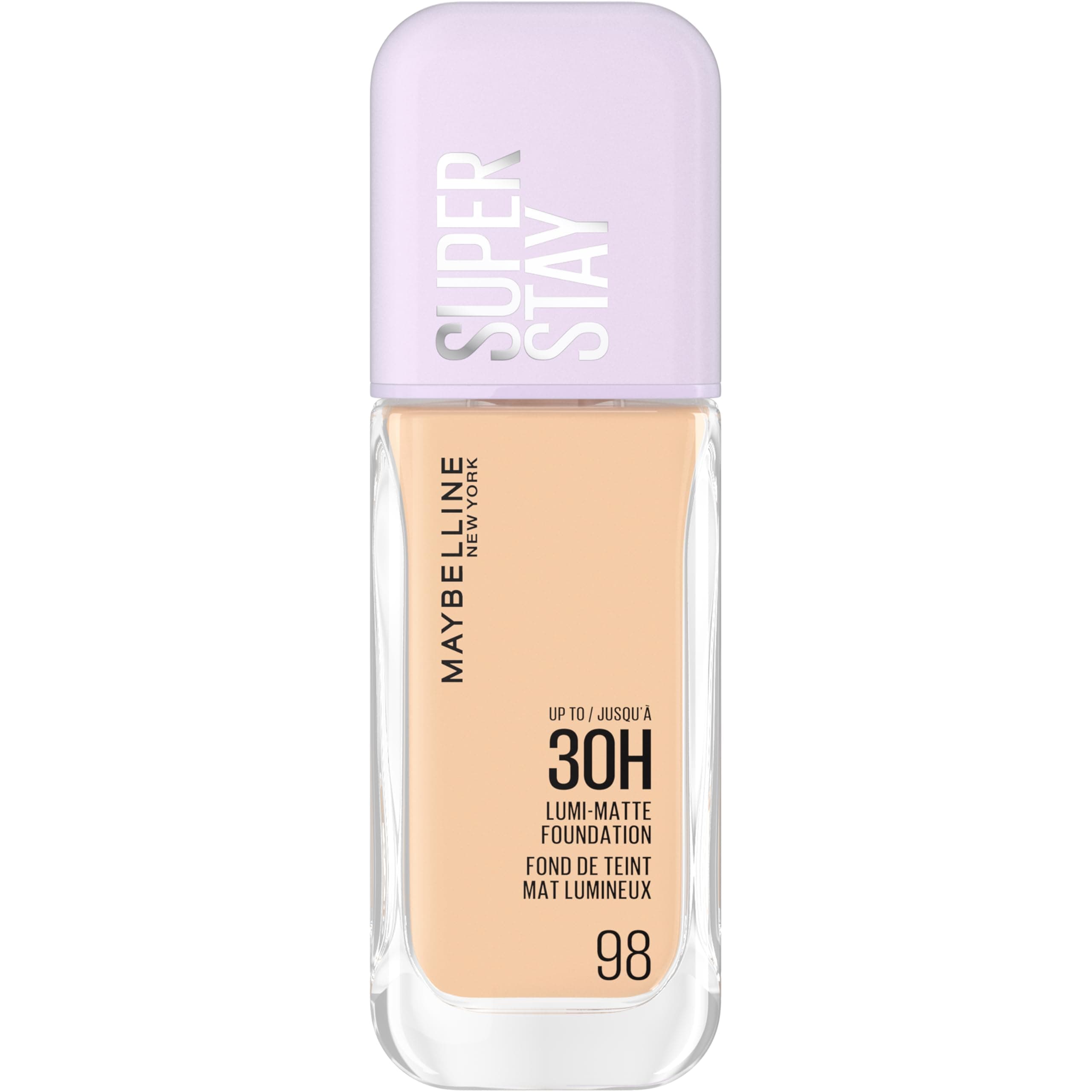 Maybelline New York Super Stay up to 30HR Lumi-Matte Foundation, Medium-Full Coverage, Vegan Formula*, Amino Acids, Niacinamide, Vitamin E, All Day Wear - Shade: 98