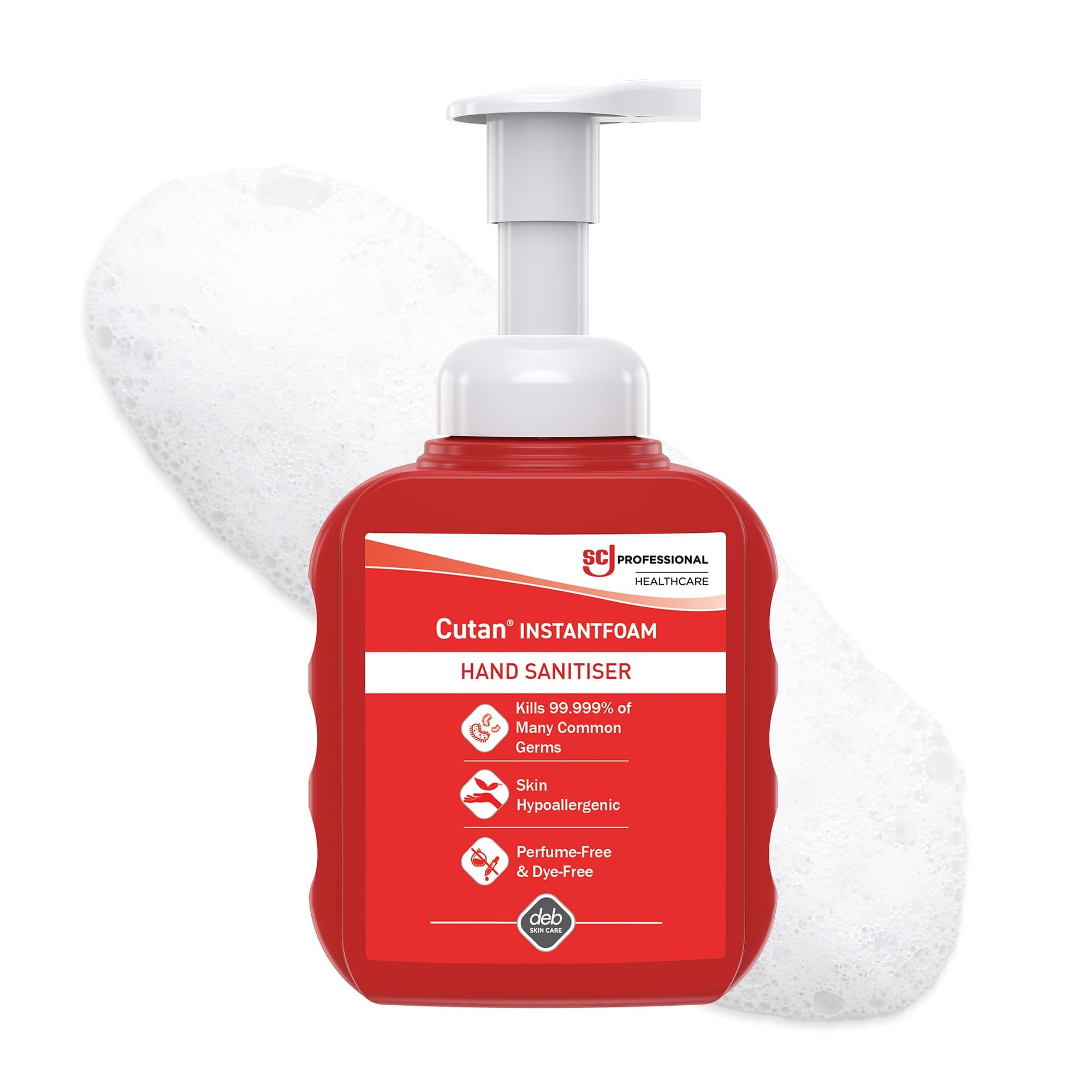 – Cutan InstantFOAM – Alcohol-Based Foam Hand Sanitiser – Full Virucidal Protection – Non-Sticky – Perfume Free – Dye Free – 400ml Bottle – For Professional Use Only