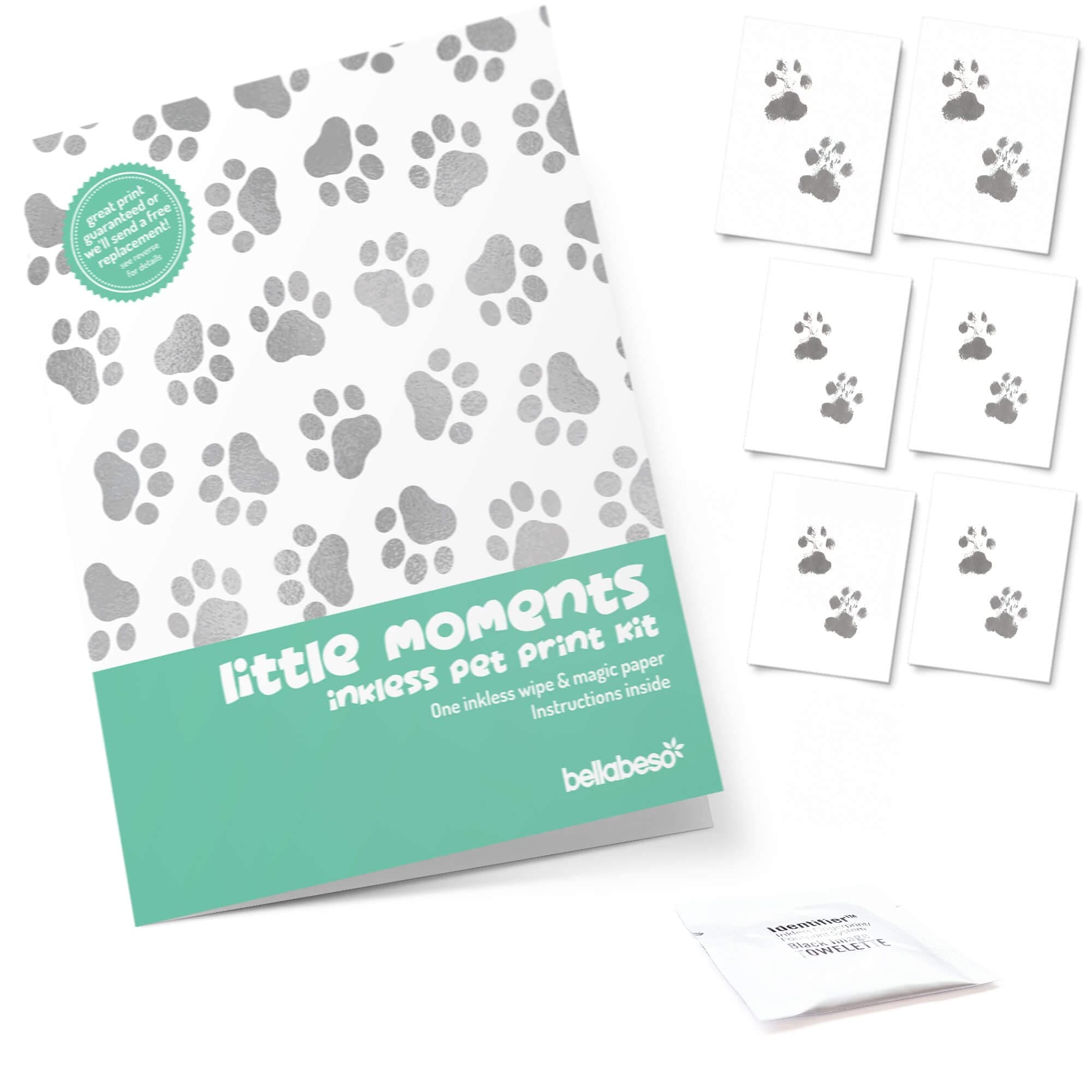 Dog and Cat Pet Paw Print Inkless Kit - six ready to frame sheets and one inkless sachet