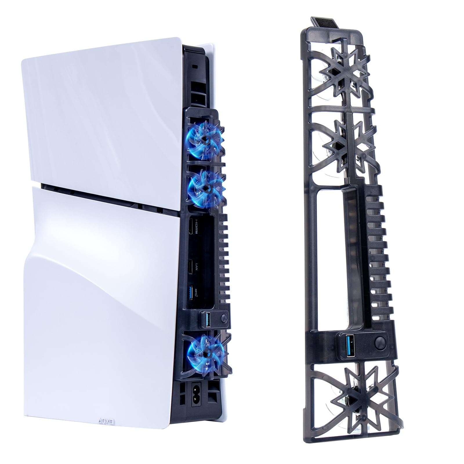 PS5 Slim Cooling Fans, Cooling Fan for PlayStation 5 Slim Disc Edition/Digital Edition with RGB Lighting and USB 3.0 Port