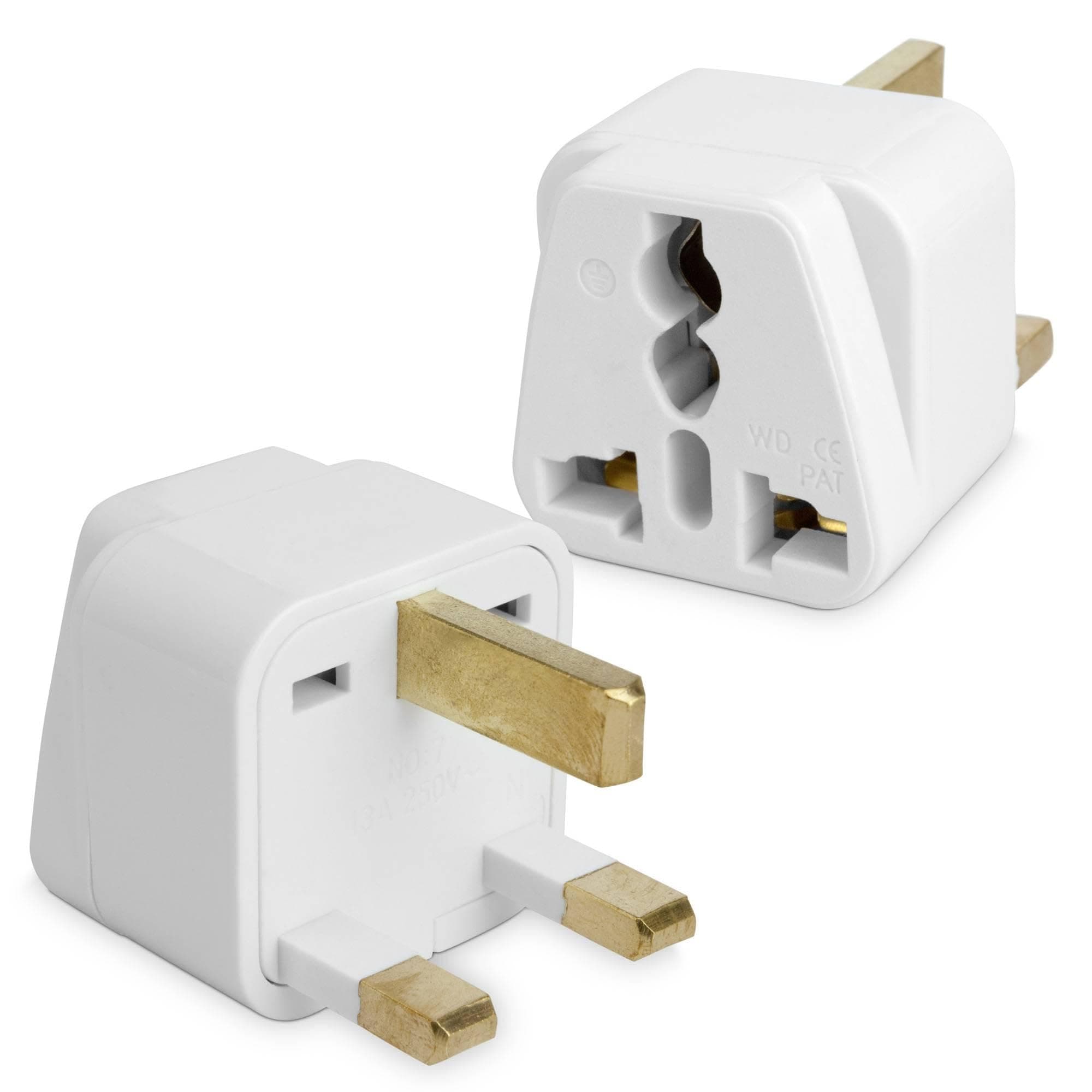 BoxWave Universal to UK Outlet Plug Adapter, Type G Socket Coverter - White, Plug Adapter for Smartphones and Tablets