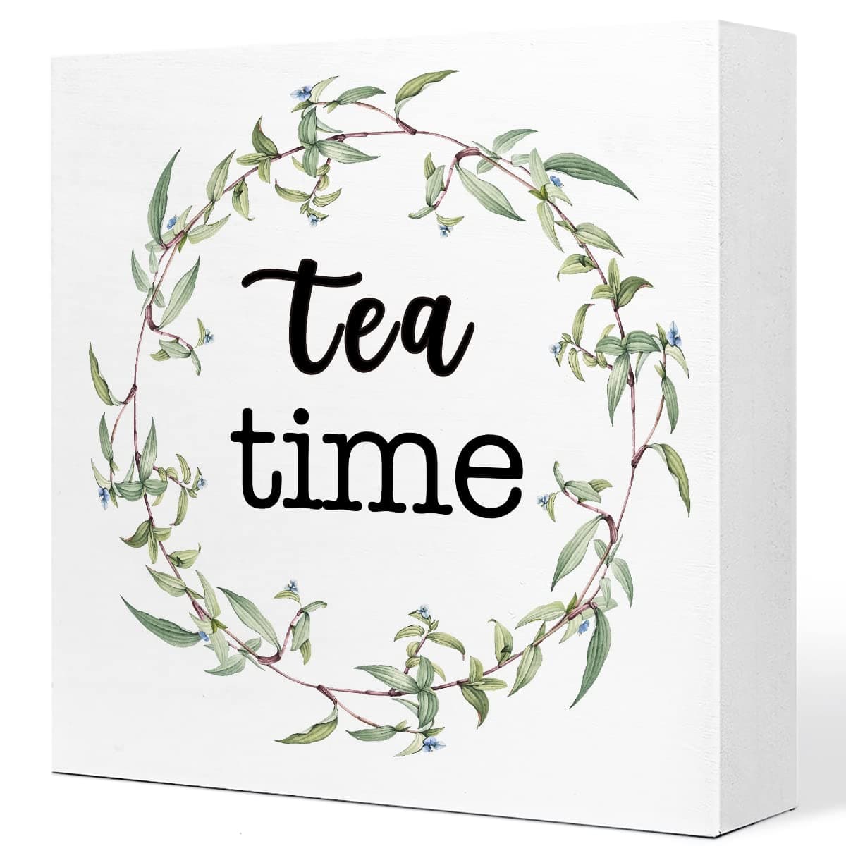 Tea Time Wood Sign,Tea Bar Signs Decor,Tea Lover Wooden Box Sign,Gifts for Tea Lover,Funny Tea Signs Decoration for Home Kitchen Office Tea Room Shelf Table Decor